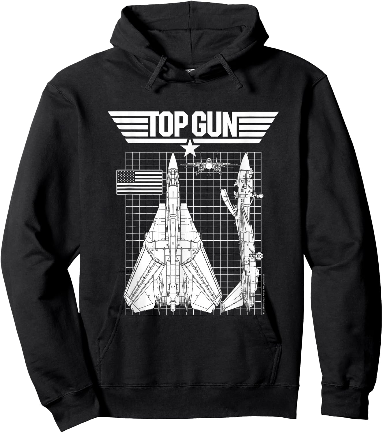 Top Gun F-14 Tomcat Blueprints Action Movie Hoodie - Hoodie | Black