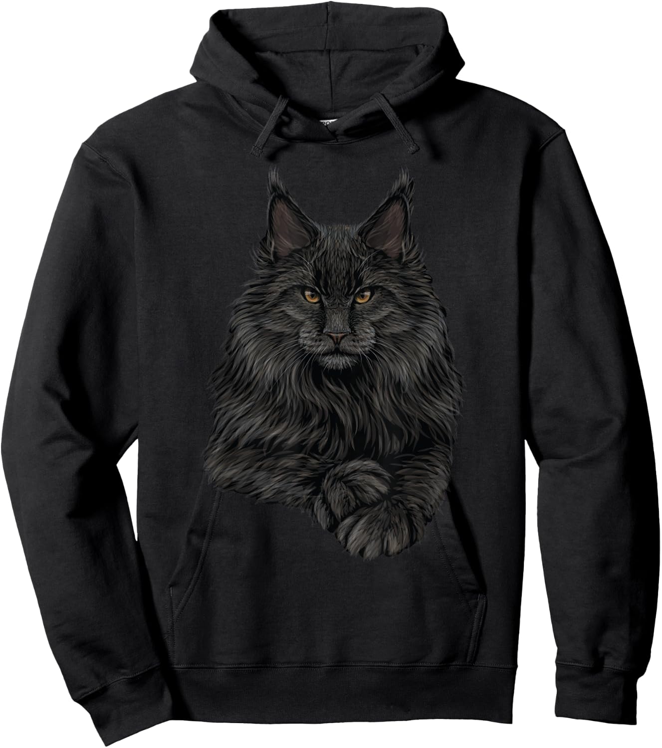 Realistic Cute Maine Coon cat Sitting for Lovers Animals Hoodie - Hoodie | Black