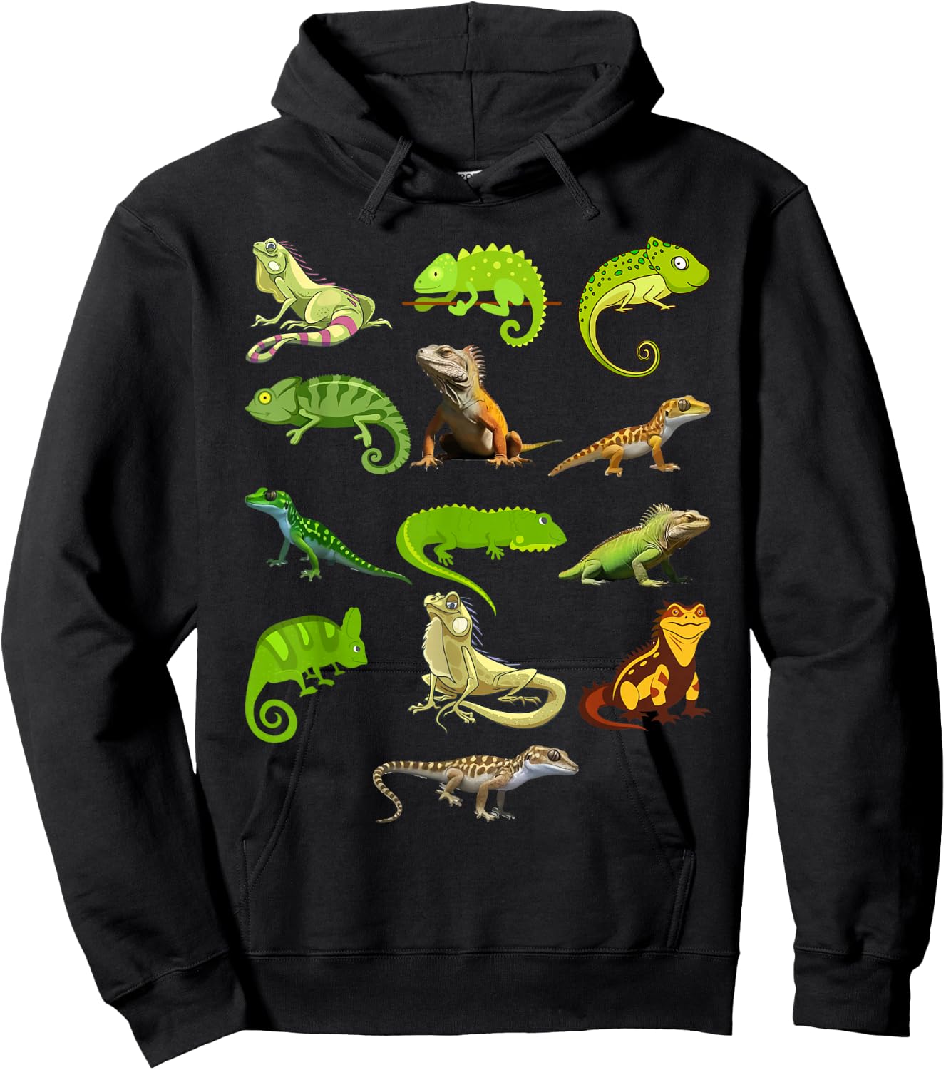 Kids Lizard Collage Bearded Dragon Hoodie - Hoodie | Black