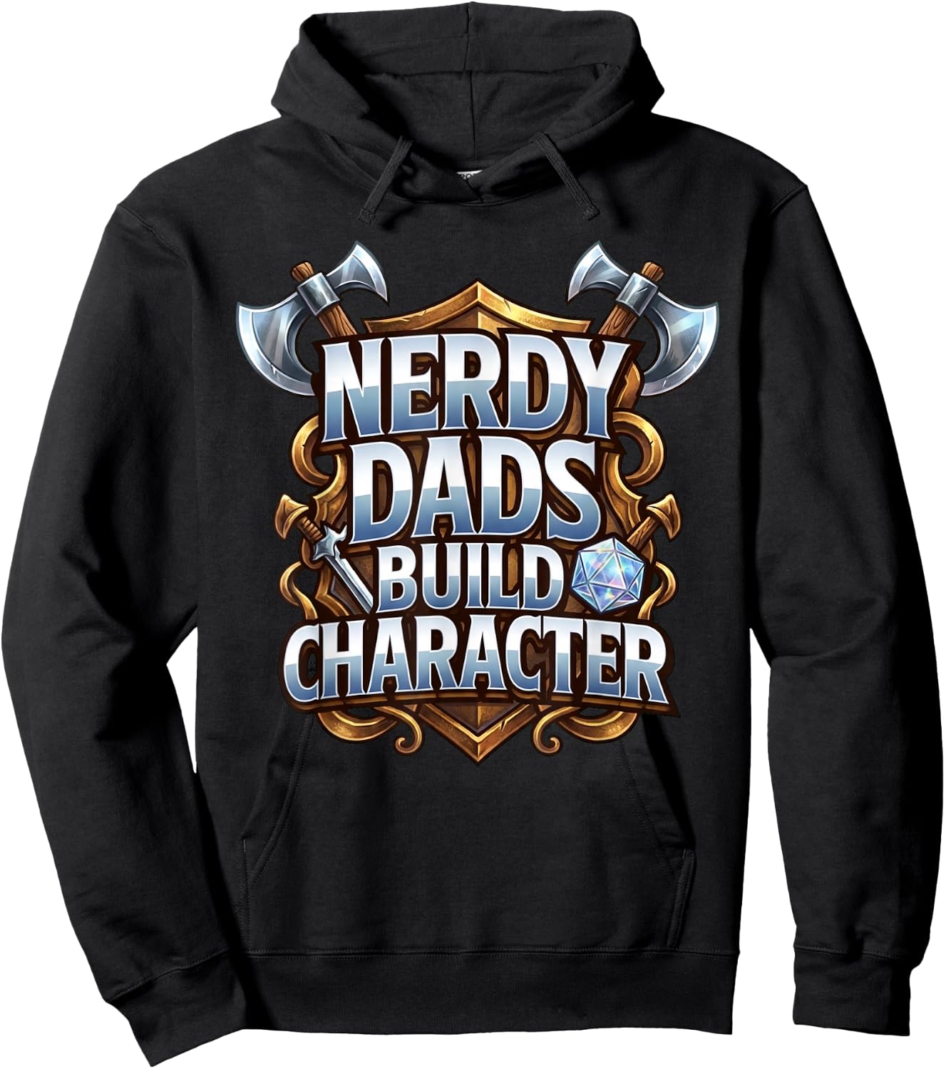 Nerdy Dads Build Character Funny RPG Dice Tabletop Gamer Hoodie - Hoodie | Black