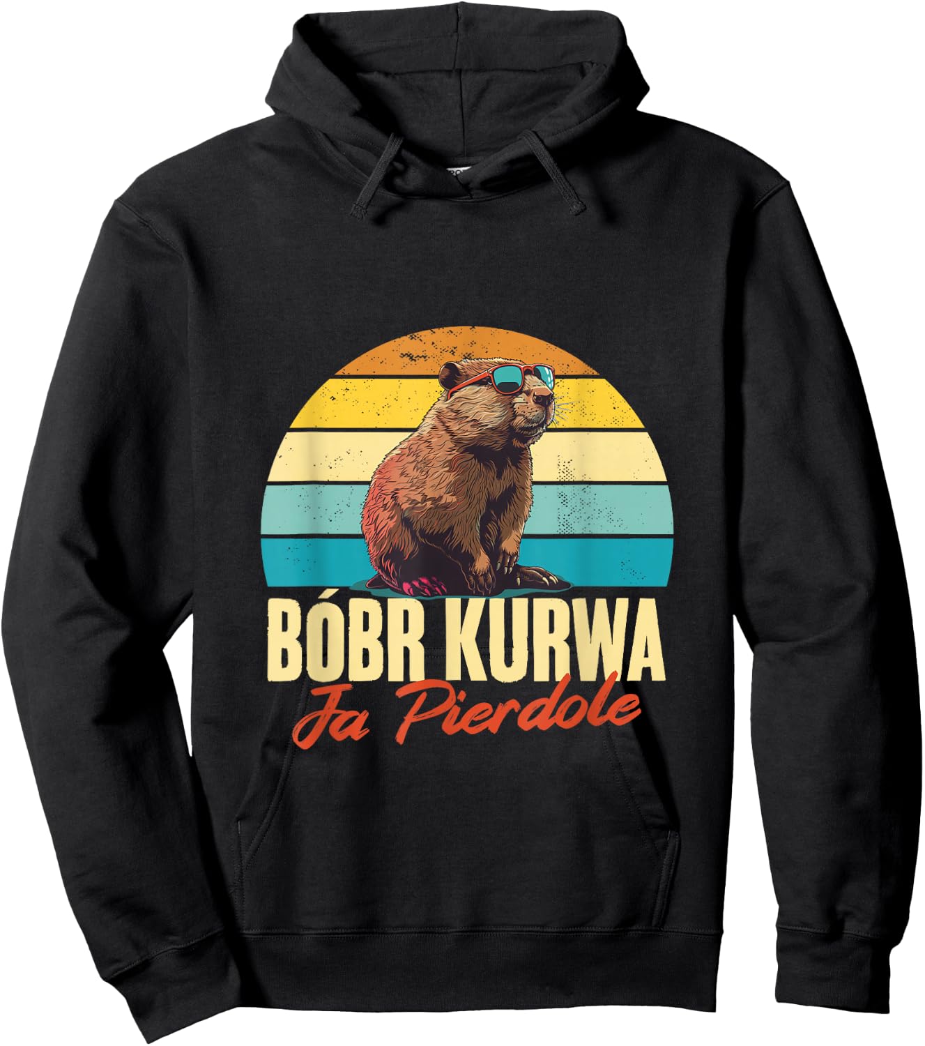 Bobr Kurwa - Retro Bober Beaver Bobr Hoodie - Hoodie | Black