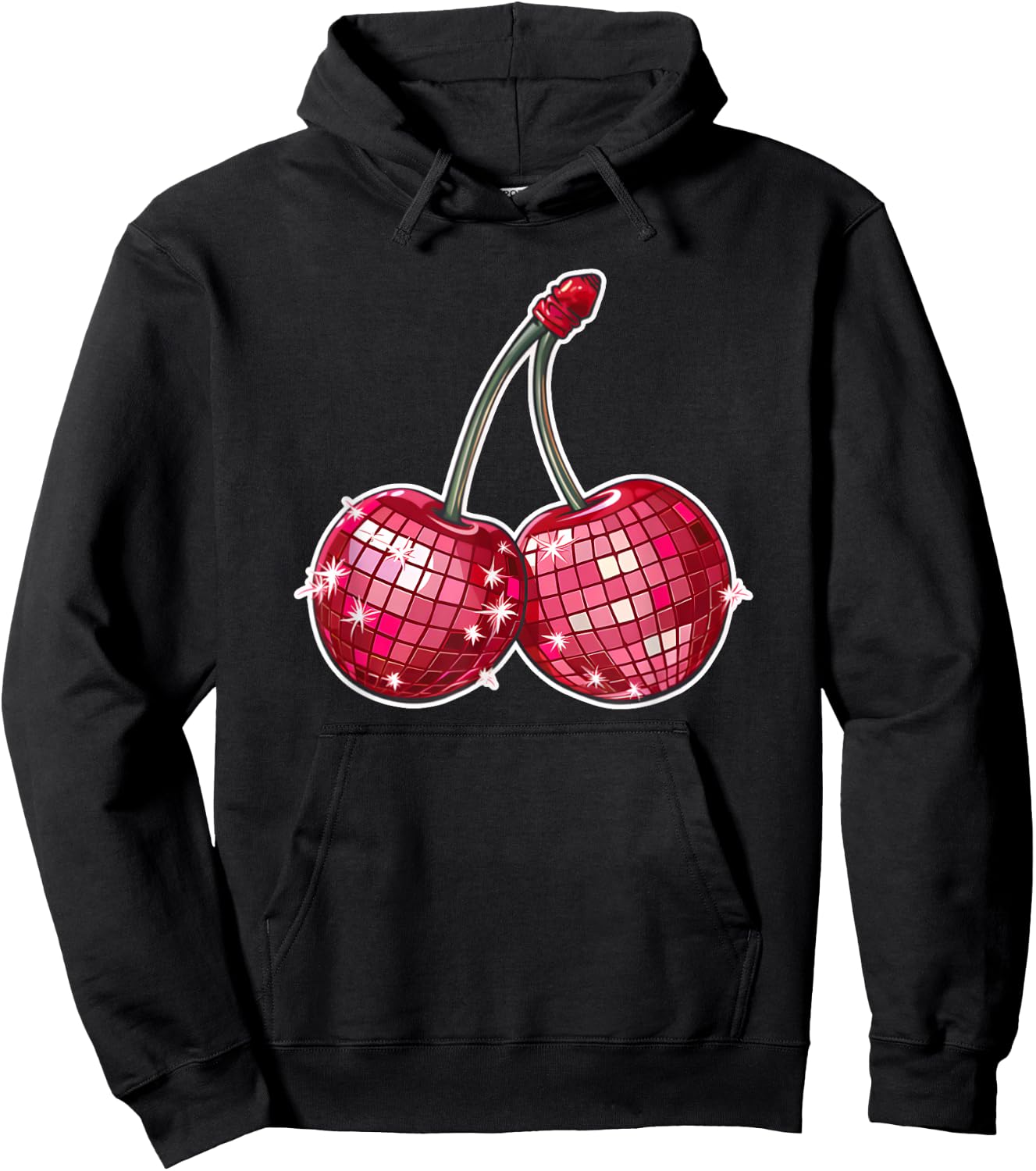 Red Disco Ball Cherries Cherry Hoodie - Hoodie | Black