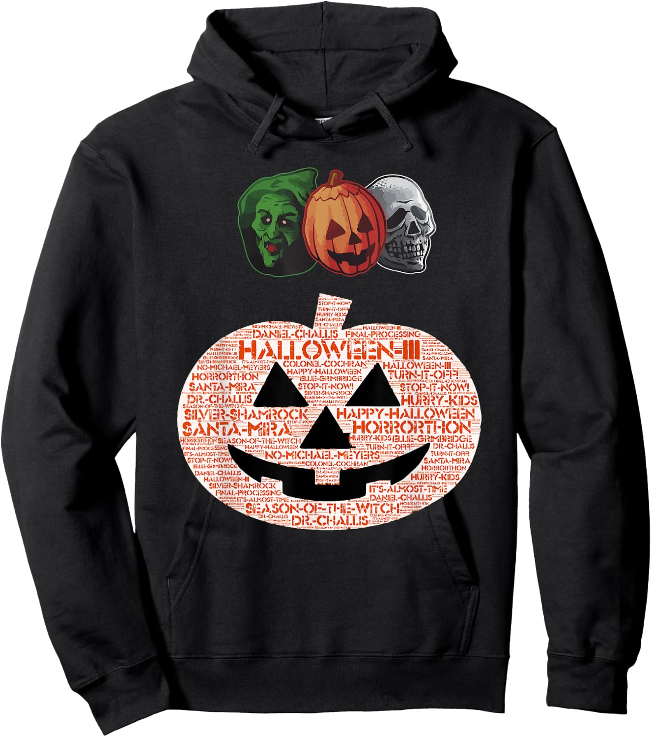Halloween III Masks and Pumpkin Hoodie - Hoodie | Black
