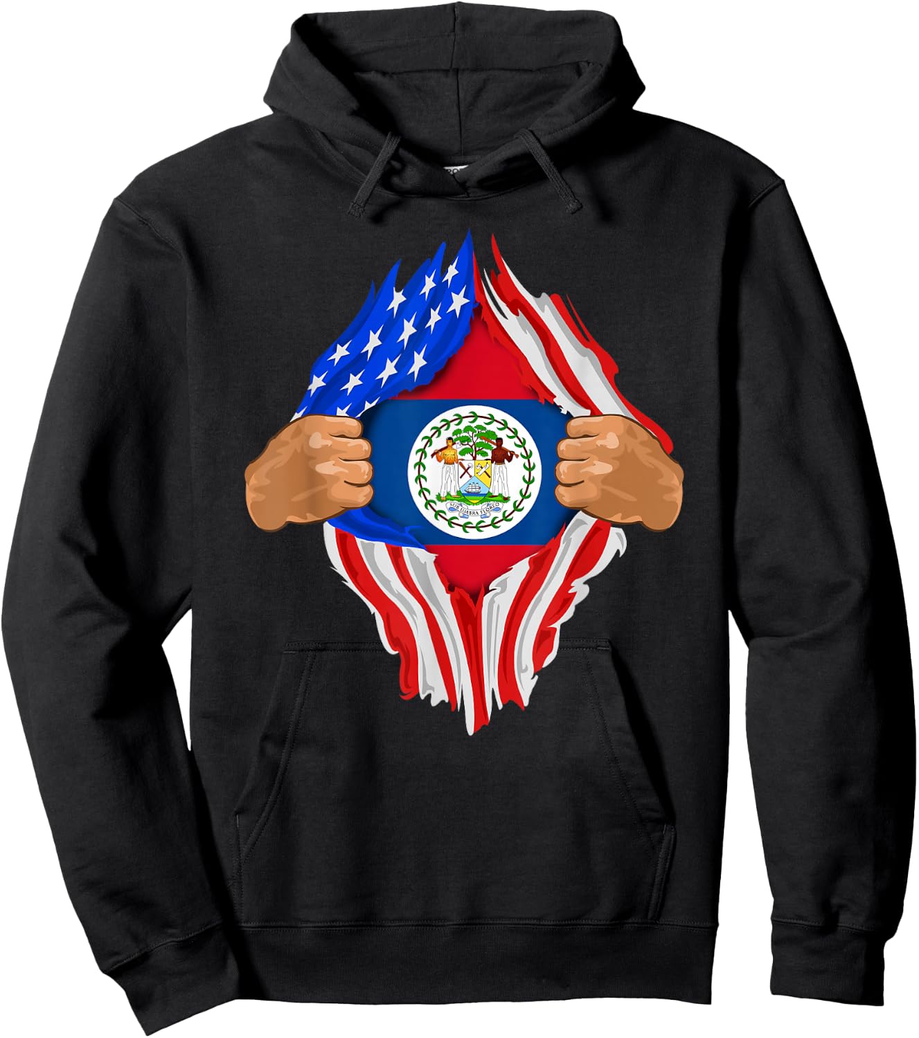 Belizean Blood Inside Me | Belize Flag Gift Hoodie - Hoodie | Black
