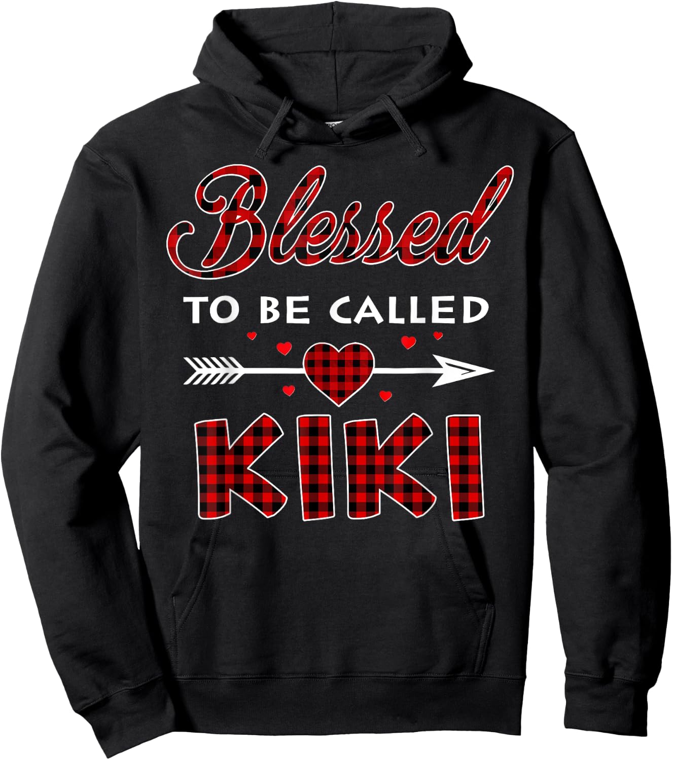 Blessed To Be Called Kiki Plaid Christmas Thanksgiving Hoodie - Hoodie | Black