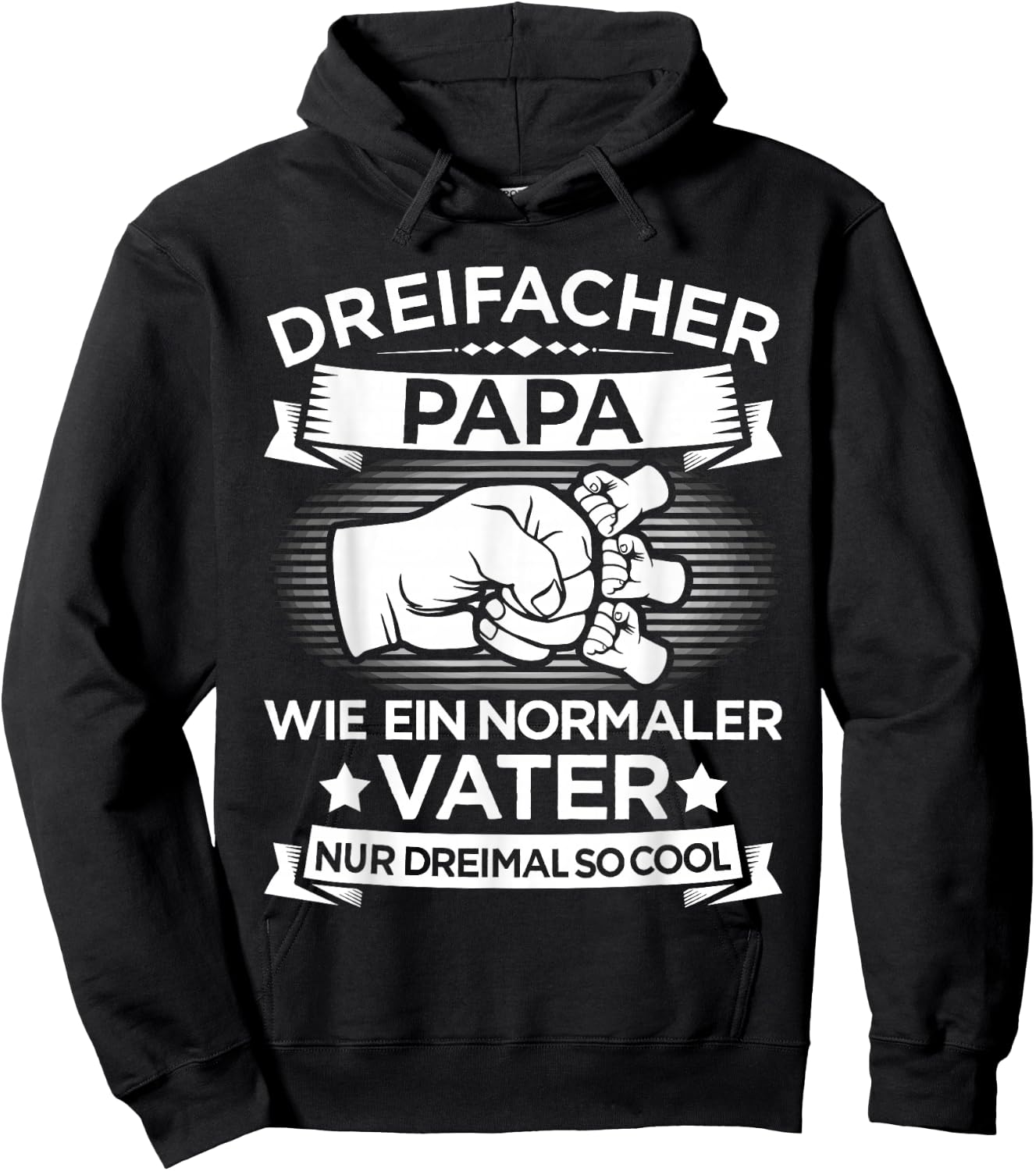 Dreifacher Papa Vater 3 Kinder zum Vatertag Geburtstag Hoodie - Hoodie | Black