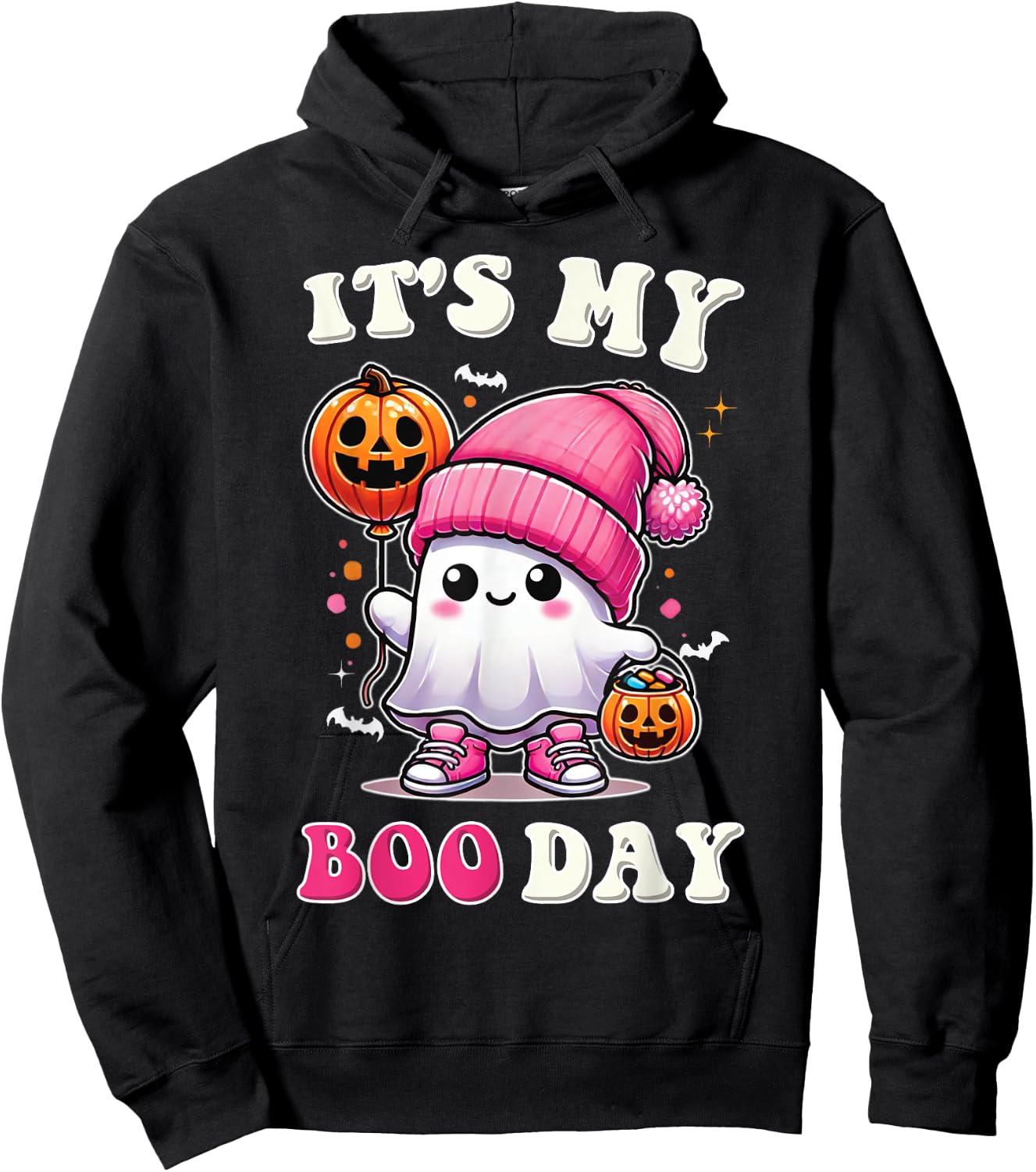 Its My Boo Day , Cute Halloween Birthday Ghost Girl Kids Hoodie - Hoodie | Black