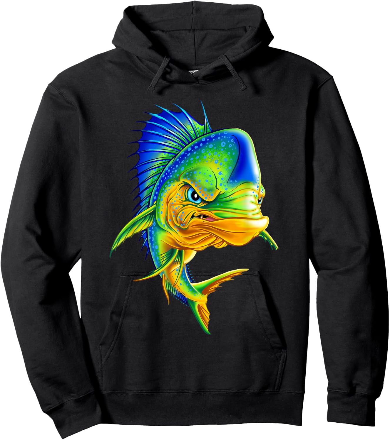 Angry Mahi Mahi Fish Sport Fishing Fisherman Sea Crew Hoodie - Hoodie | Black