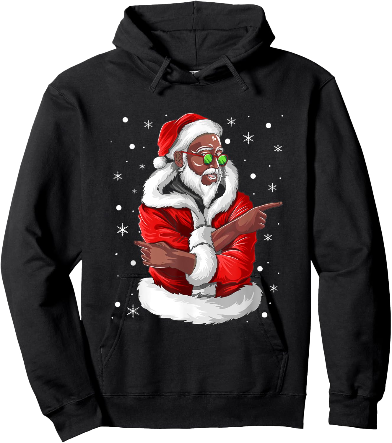 African American Santa Christmas Pajama Cool Black X-Mas Hoodie - Hoodie | Black