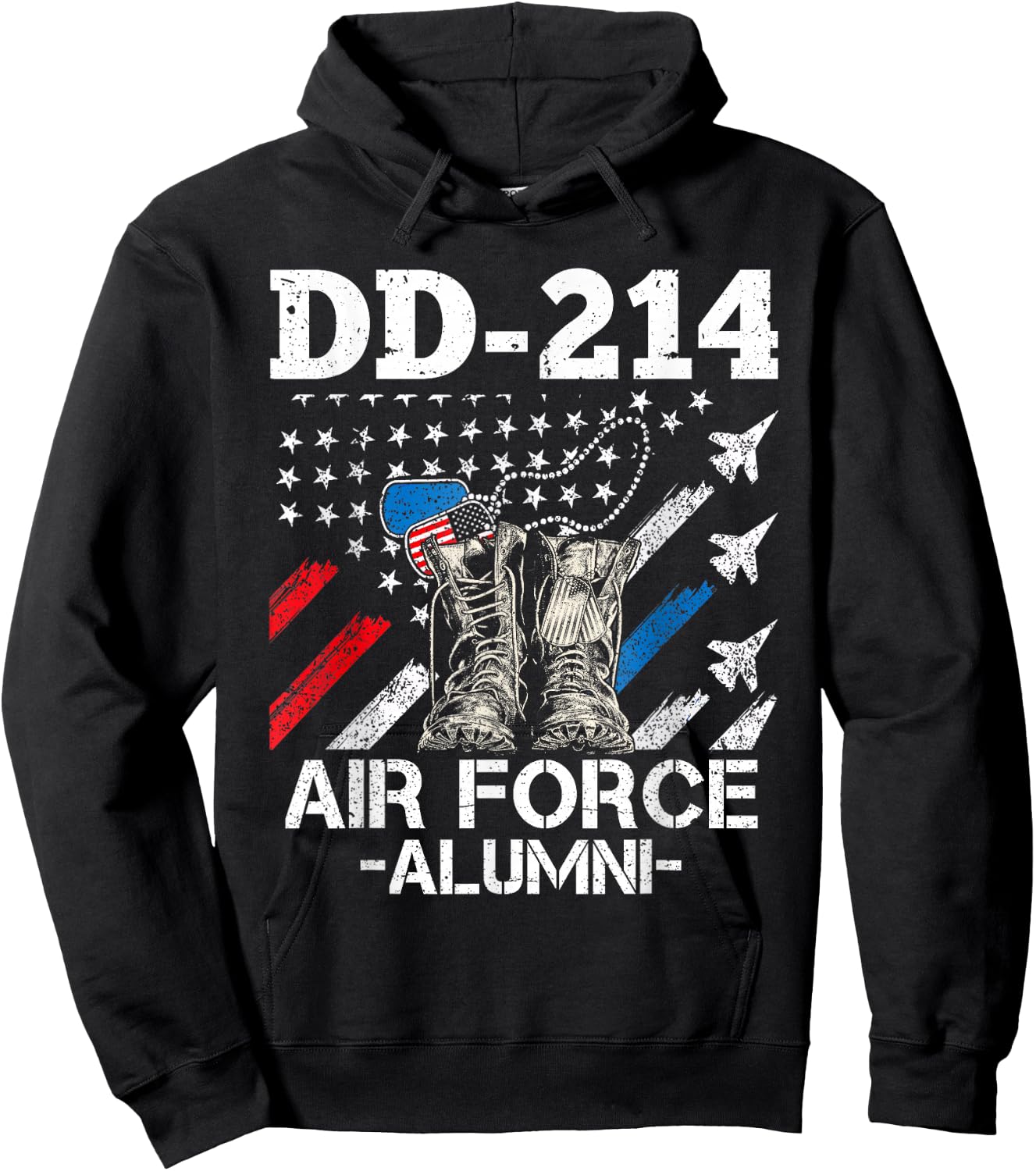DD-214 Air Force Alumni | US Veteran Dad Grandpa USAF Proud Hoodie - Hoodie | Black