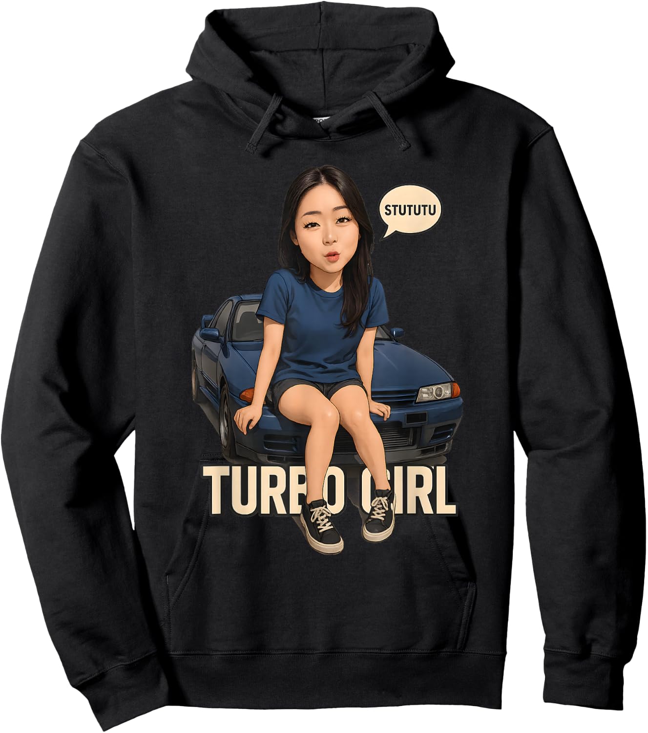 Turbo Girl Stututu Shirt JDM Tuner CONRAIMENT Design Hoodie - Hoodie | Black