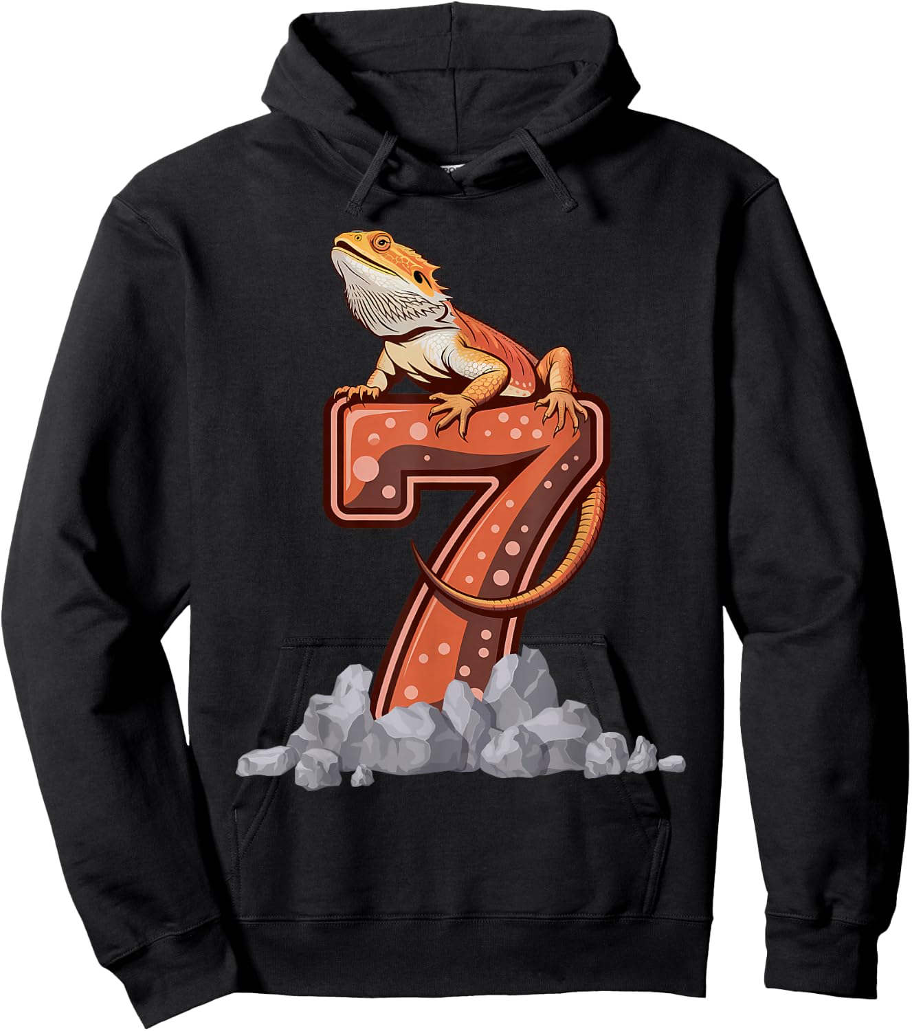 7 Year Old Bearded dragon Reptile 7th Birthday Party B-day Hoodie - Hoodie | Black