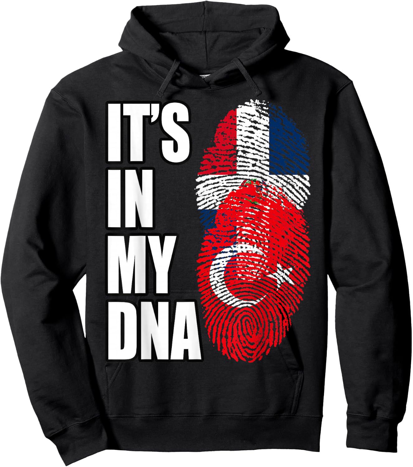 Turkish and Dominican Mix Heritage DNA Flag Hoodie - Hoodie | Black
