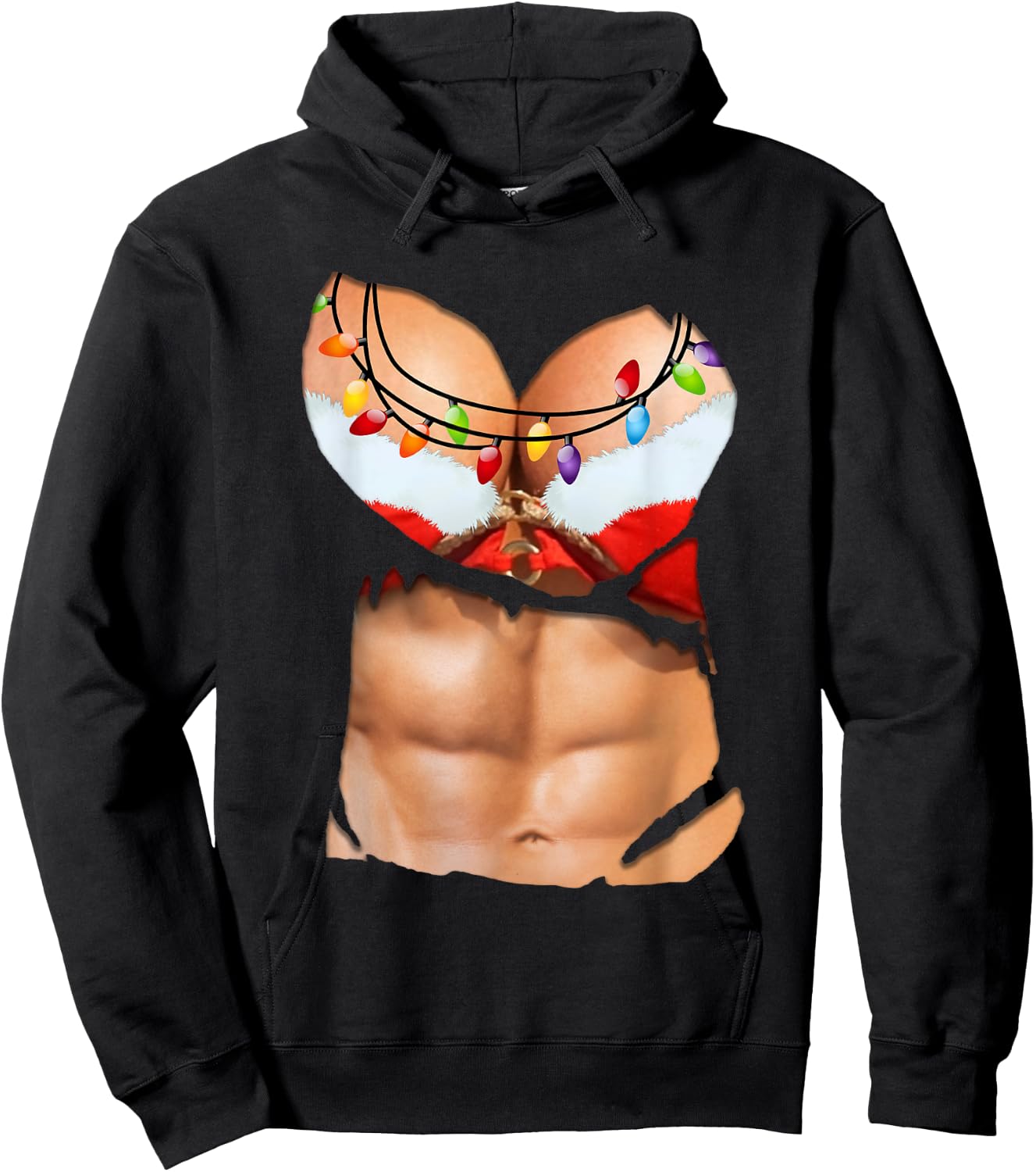 Fake Abs Shirt Funny Bikini Body Muscle Six Pack 3D Hoodie - Hoodie | Black