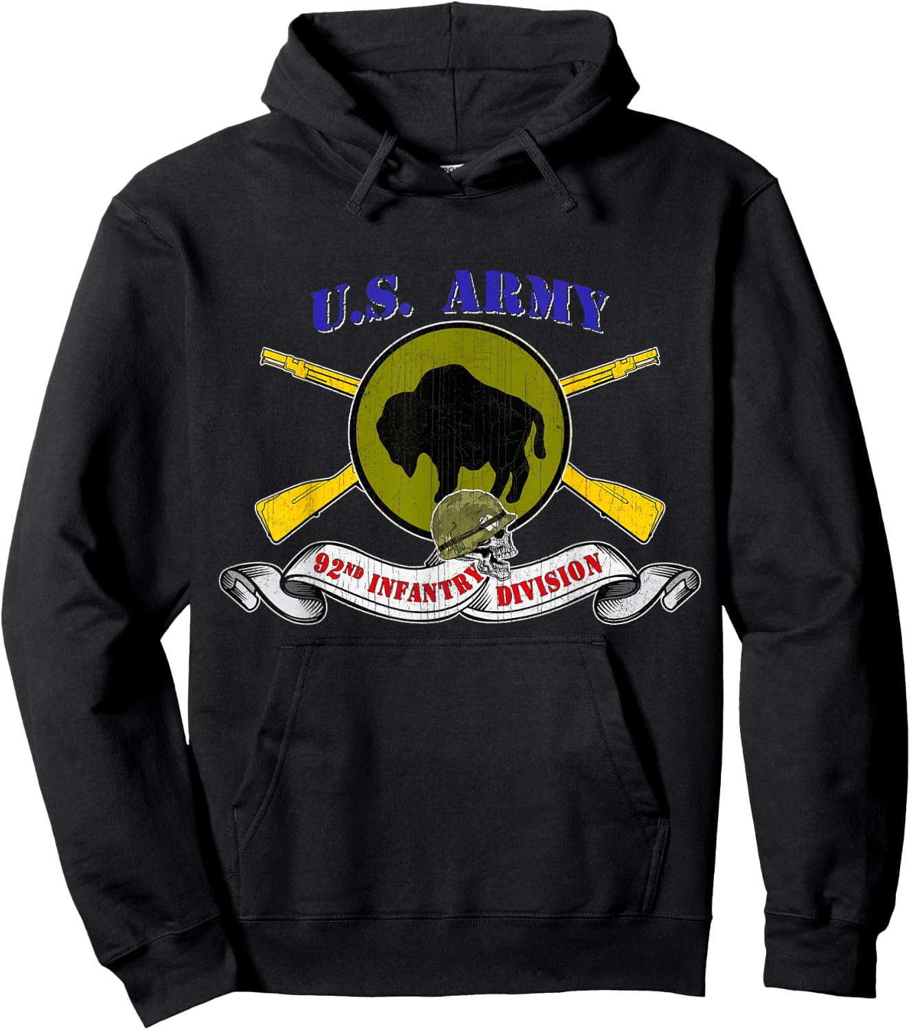 92nd Infantry Division 92nd ID Veteran Vintage Gifts Hoodie - Hoodie | Black