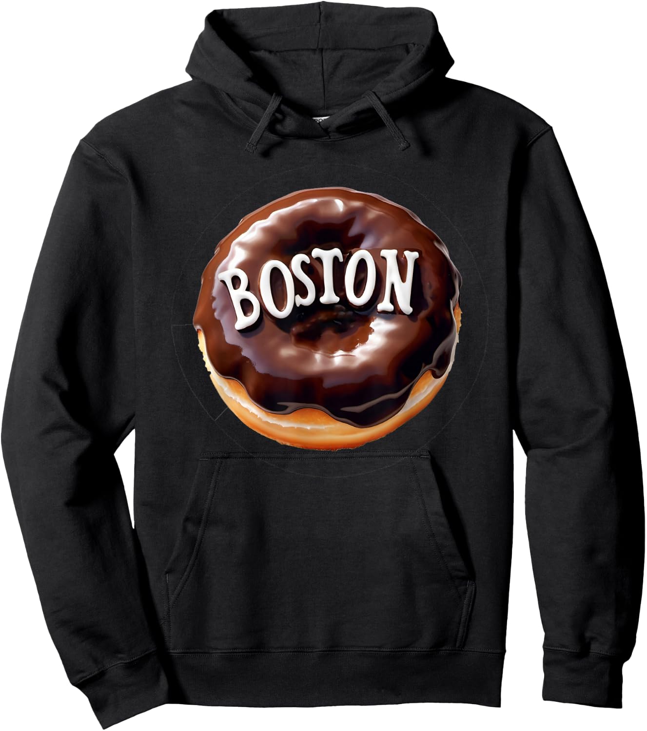 Boston Cream Donut with Text Hoodie - Hoodie | Black