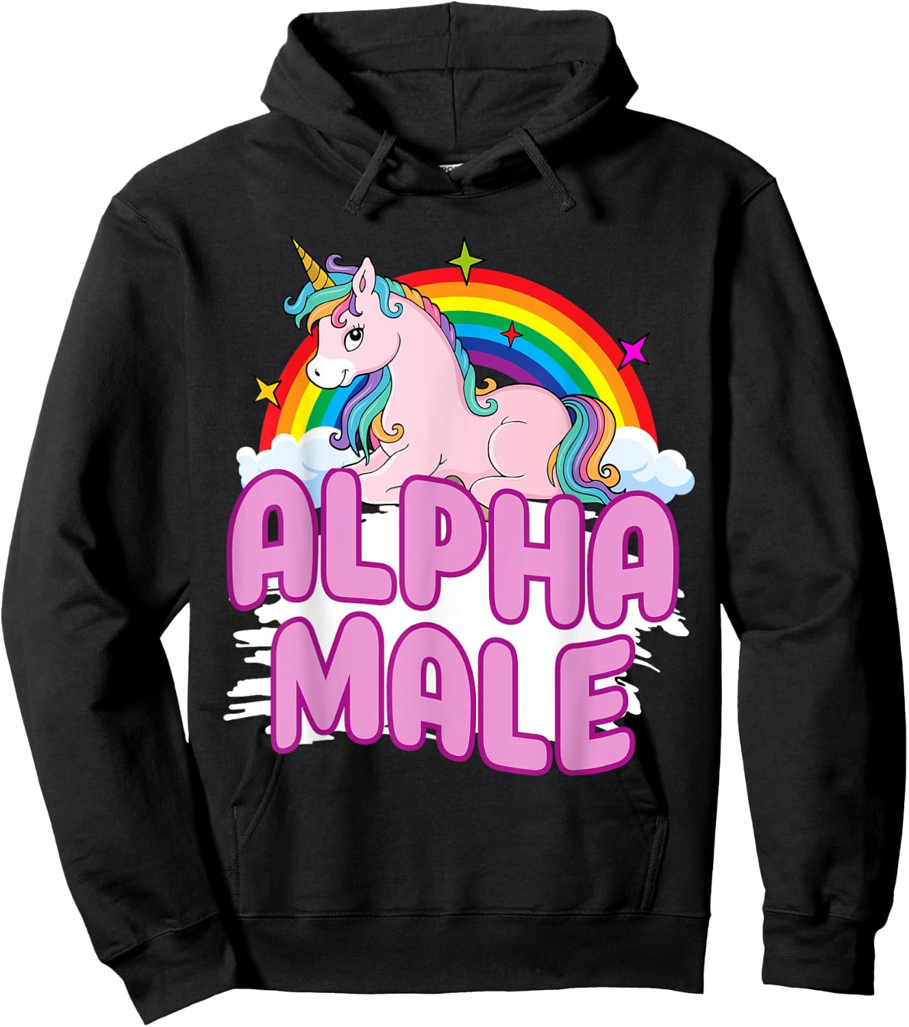 Alpha Male Unicorn Rainbow Sarcastic Humor Funny Ironic Hoodie - Hoodie | Black