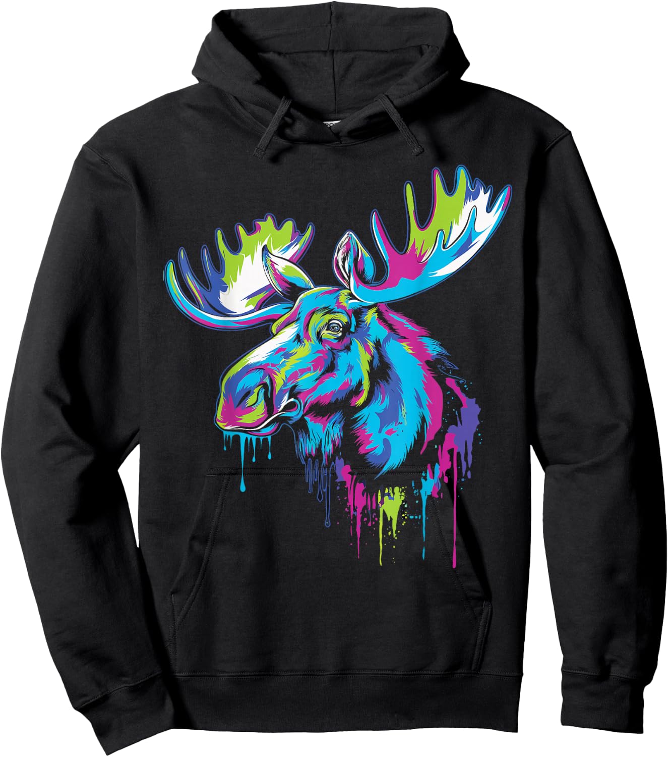 Moose Graphic , -Adults, Black, Small, Short Sleeve, , Modern, Classic, Graphic, , 1 Count Hoodie - Hoodie | Black