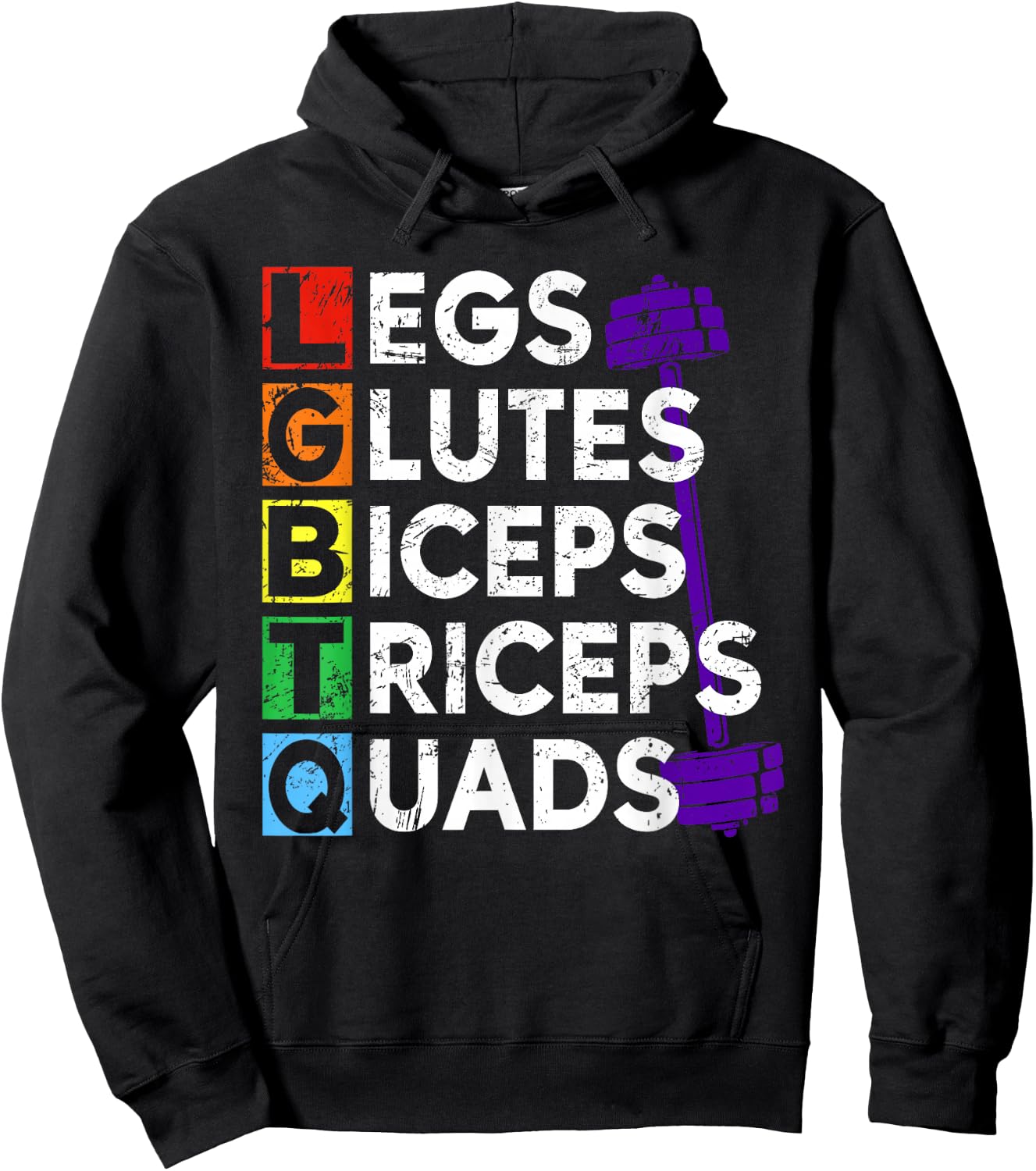 Retro Legs Glutes Biceps Triceps Quads Gym Lover LGBTQ Pride Hoodie - Hoodie | Black