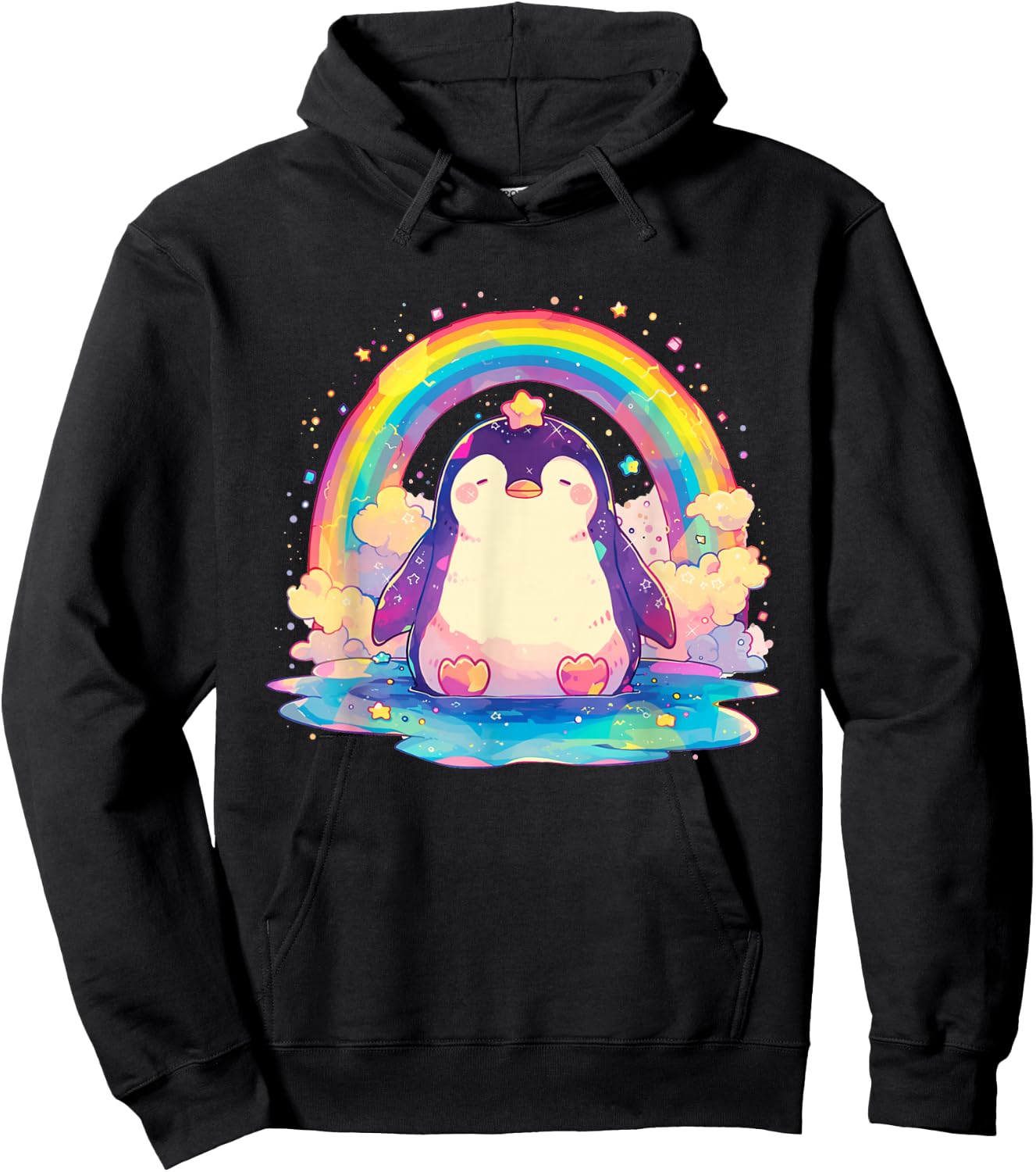 Penguin Rainbow - Penguin Kawaii Hoodie - Hoodie | Black