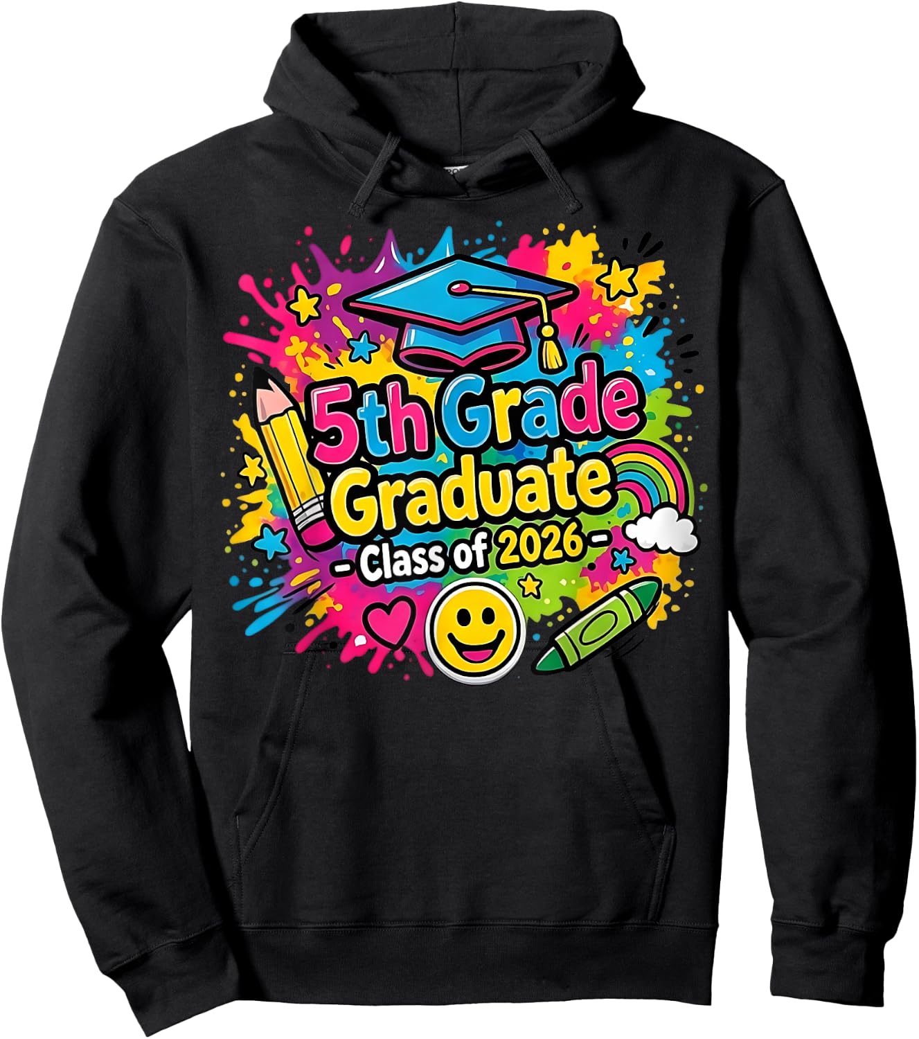 5th Grade Graduate 2026 School Graduation Sign 2 Sides Hoodie - Hoodie | Black