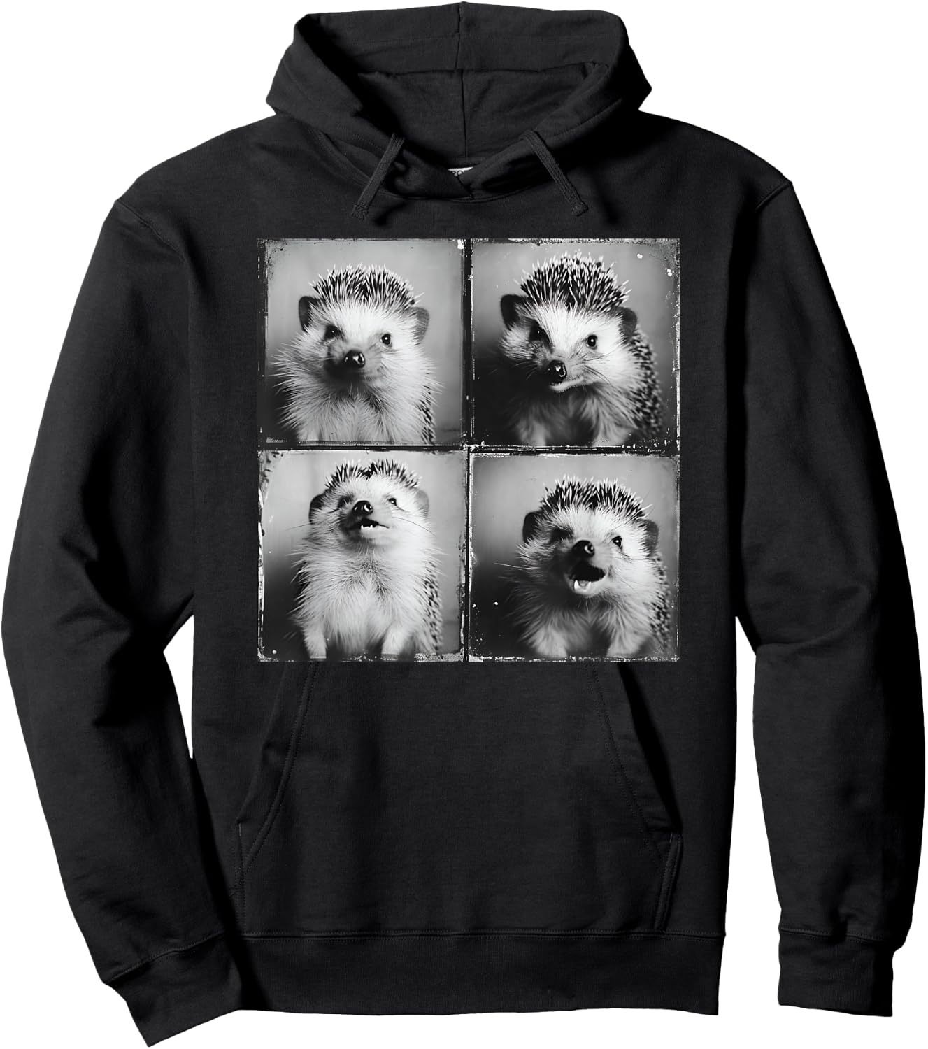 Smiling Hedgehog Face Happy Hedgie Photo Funny Nature Animal Hoodie - Hoodie | Black