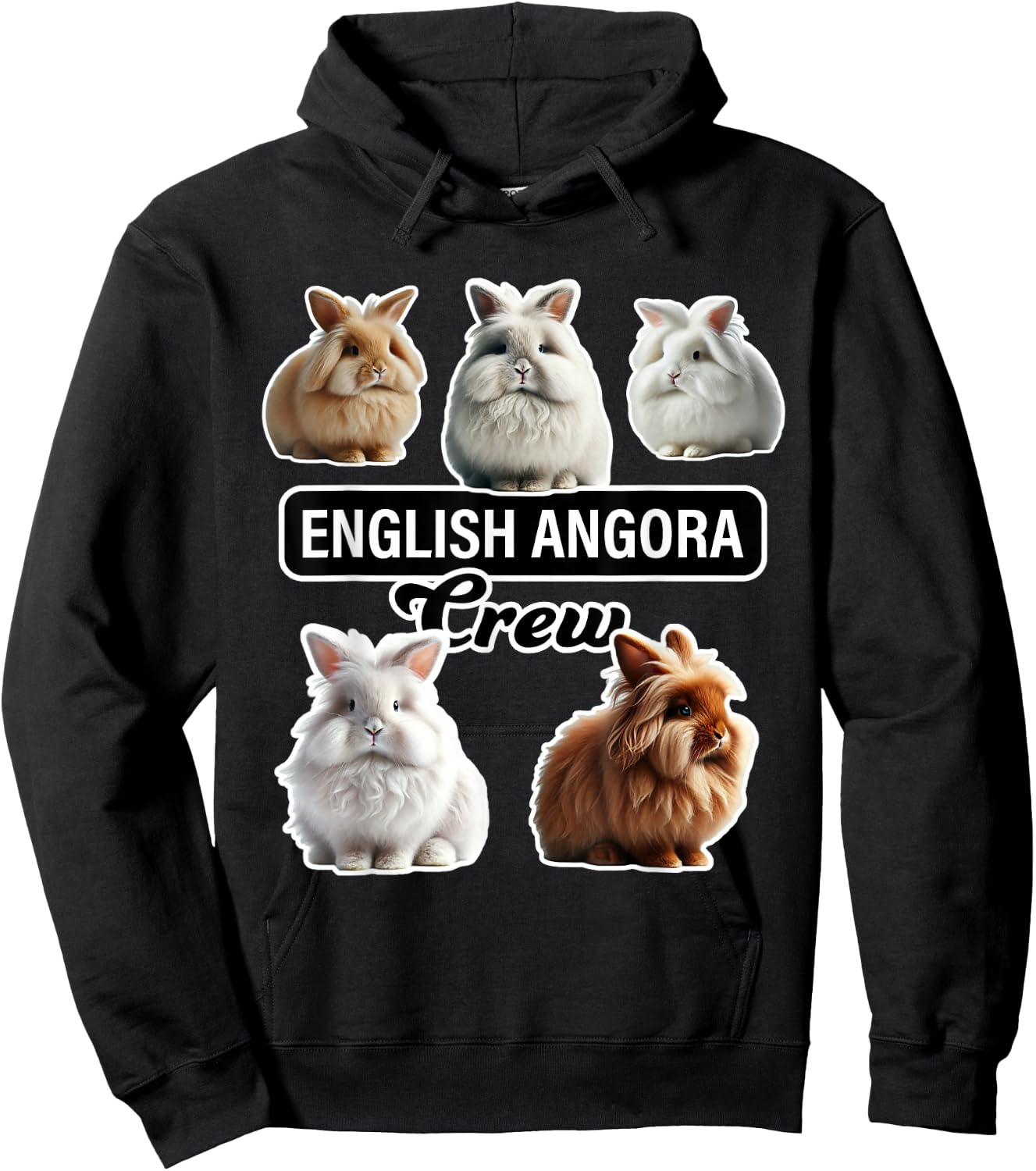 English Angora Rabbit Crew Funny Bunny Hoodie - Hoodie | Black