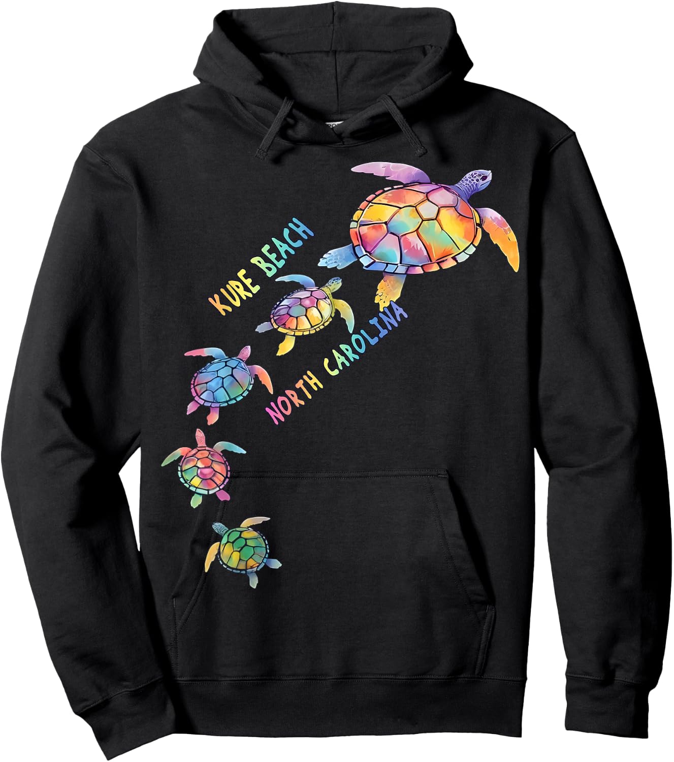 Kure Beach North Carolina Sea Turtle Lover Vacation Women Kids Hoodie - Hoodie | Black