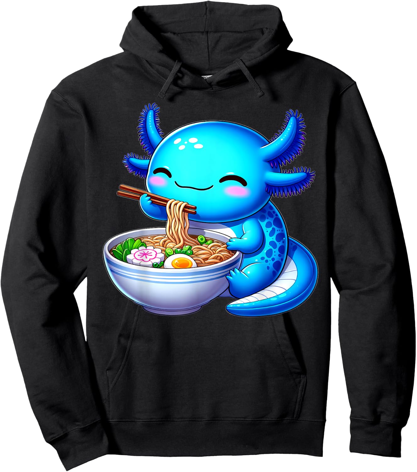 Anime Kawaii Axolotl Food Ramen Noodles Kids Teen Girls Boy , black Hoodie - Hoodie | Black