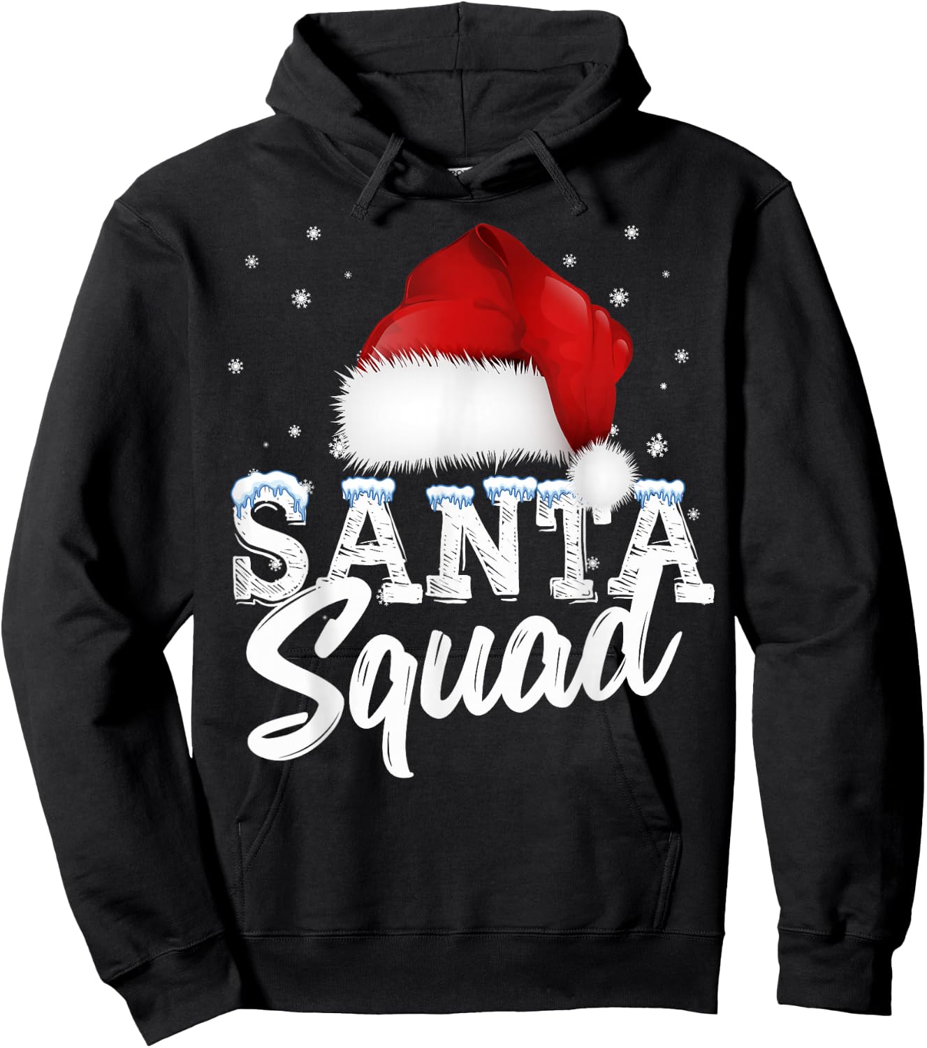 Team Christmas Santa Squad Family Matching Christmas Tree Hoodie - Hoodie | Black