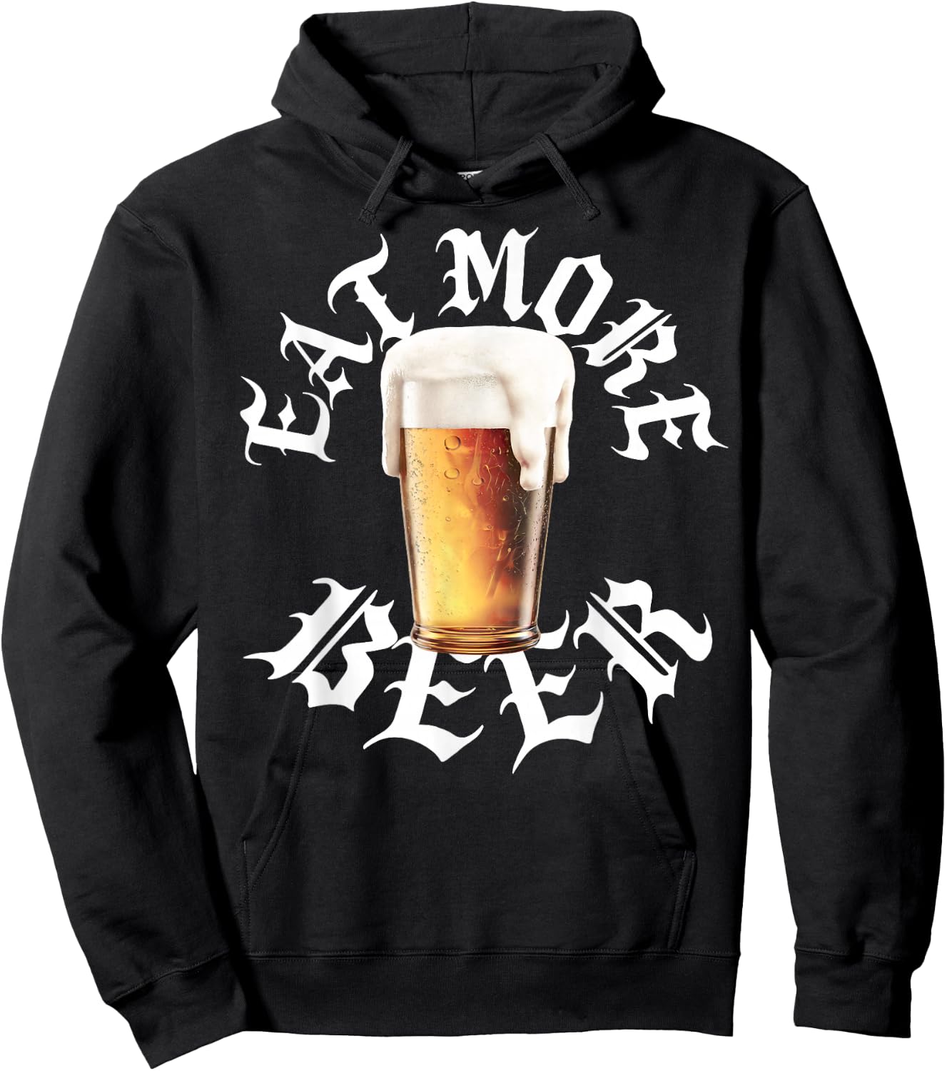 Eat More Beer Funny Drinking Humor Brew Love Retro Rock Roll Hoodie - Hoodie | Black
