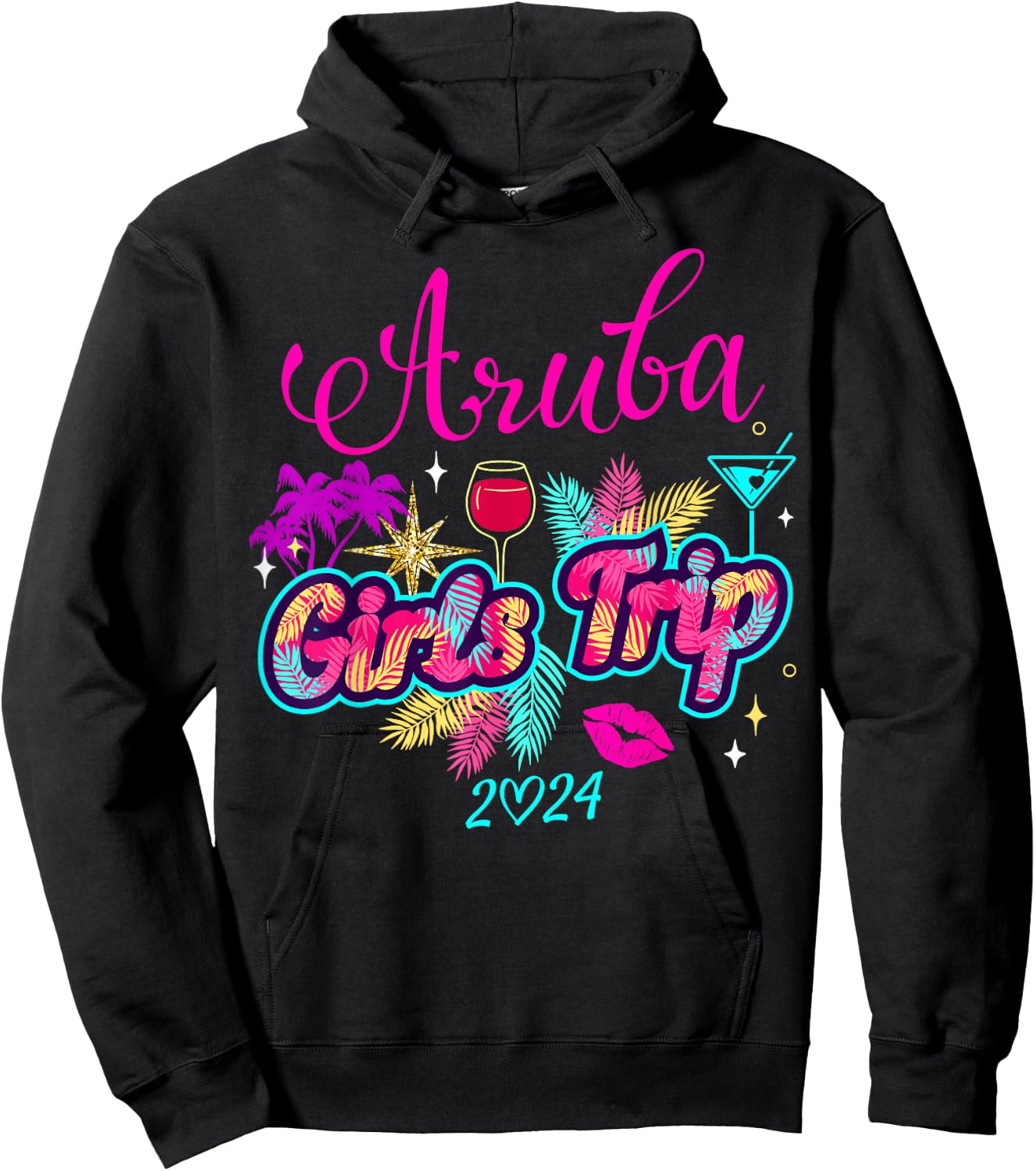 Girls Trip Aruba 2024 Shirt Girls Weekend Birthday Squad Hoodie - Hoodie | Black