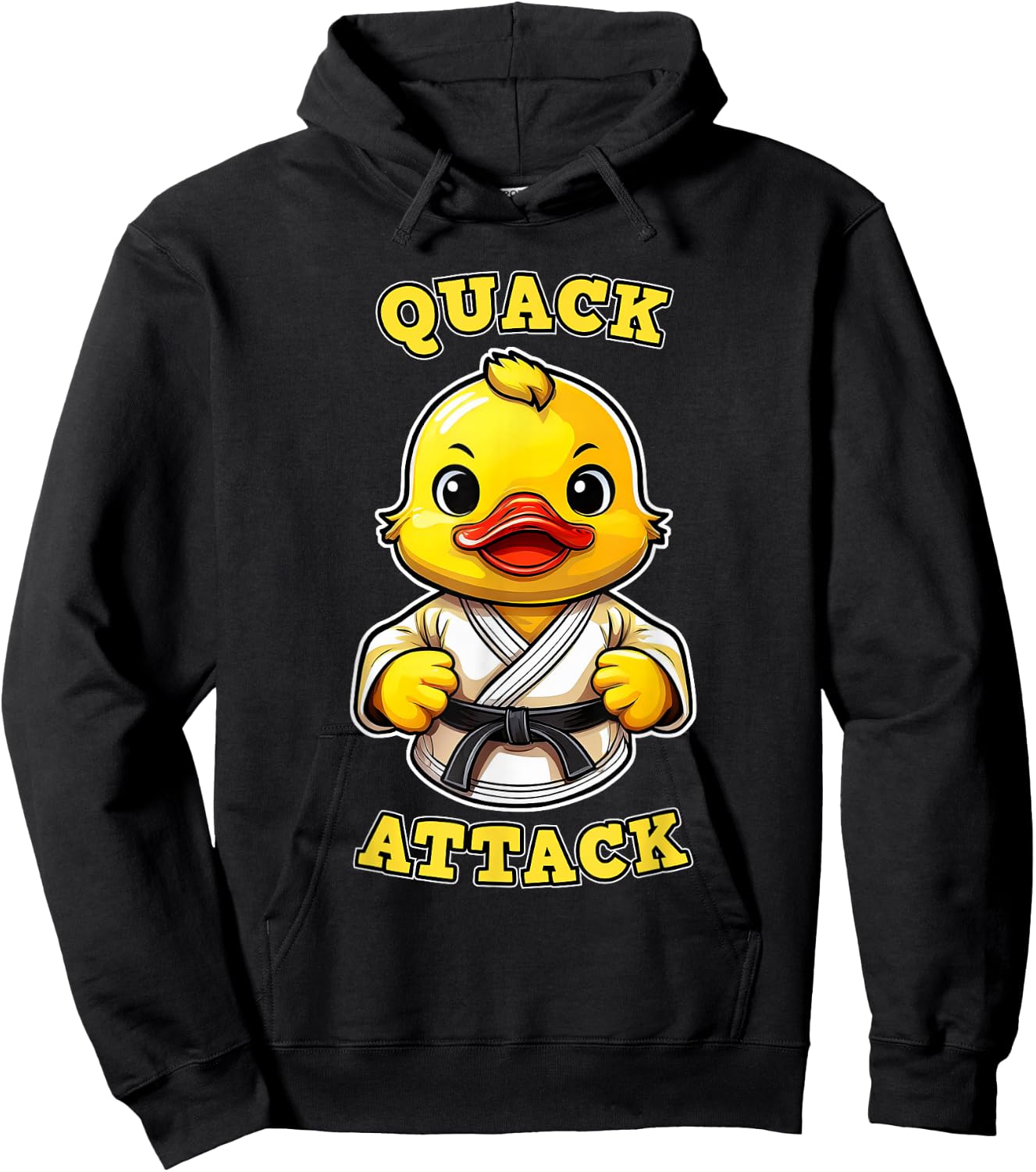 Quack Attack, Funny Karate Rubber Duckie, Rubber Duck Pun Hoodie - Hoodie | Black
