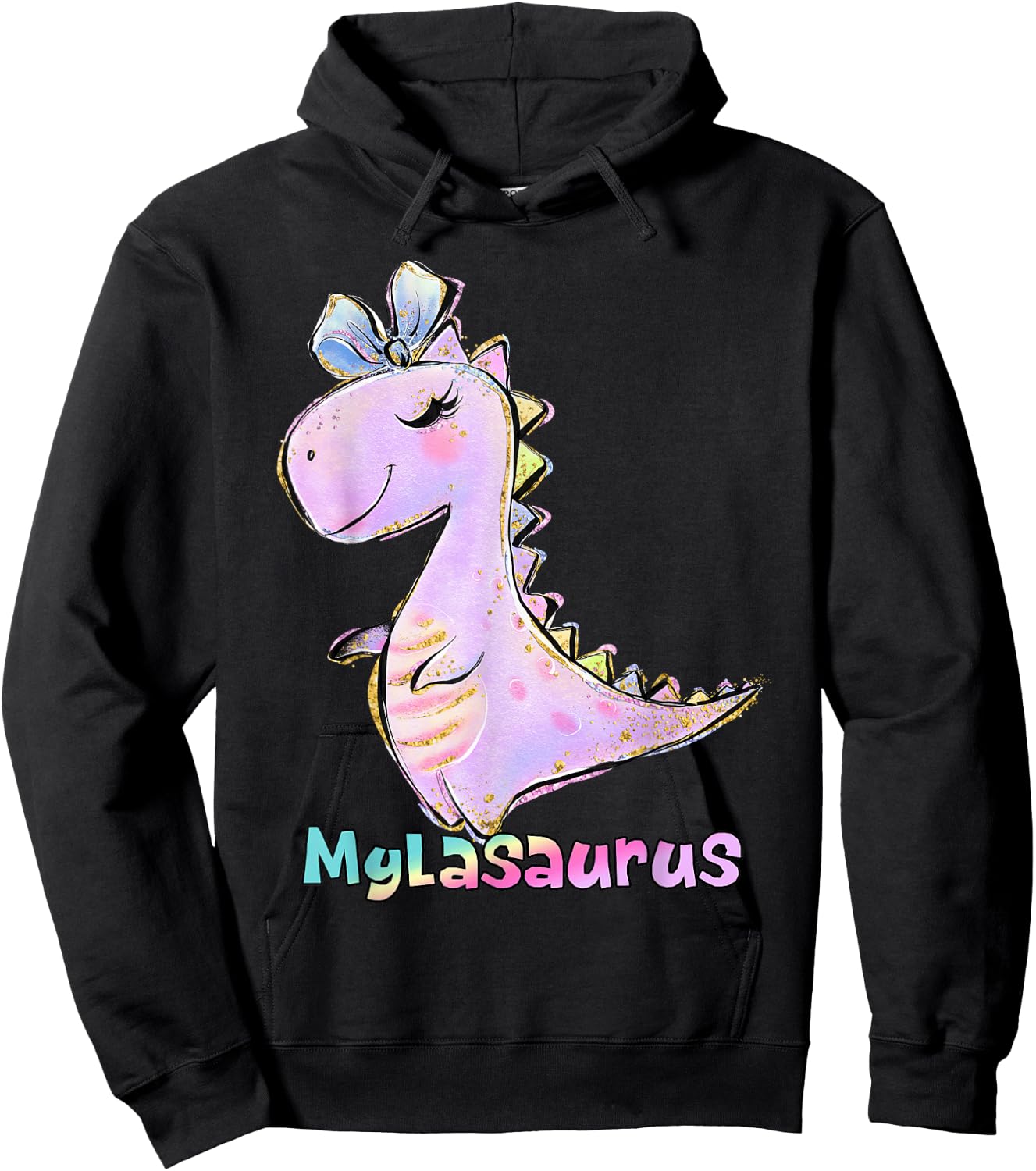 Myla Shirt Girl Dinosaur Birthday Party Name Mylasaurus Hoodie - Hoodie | Black