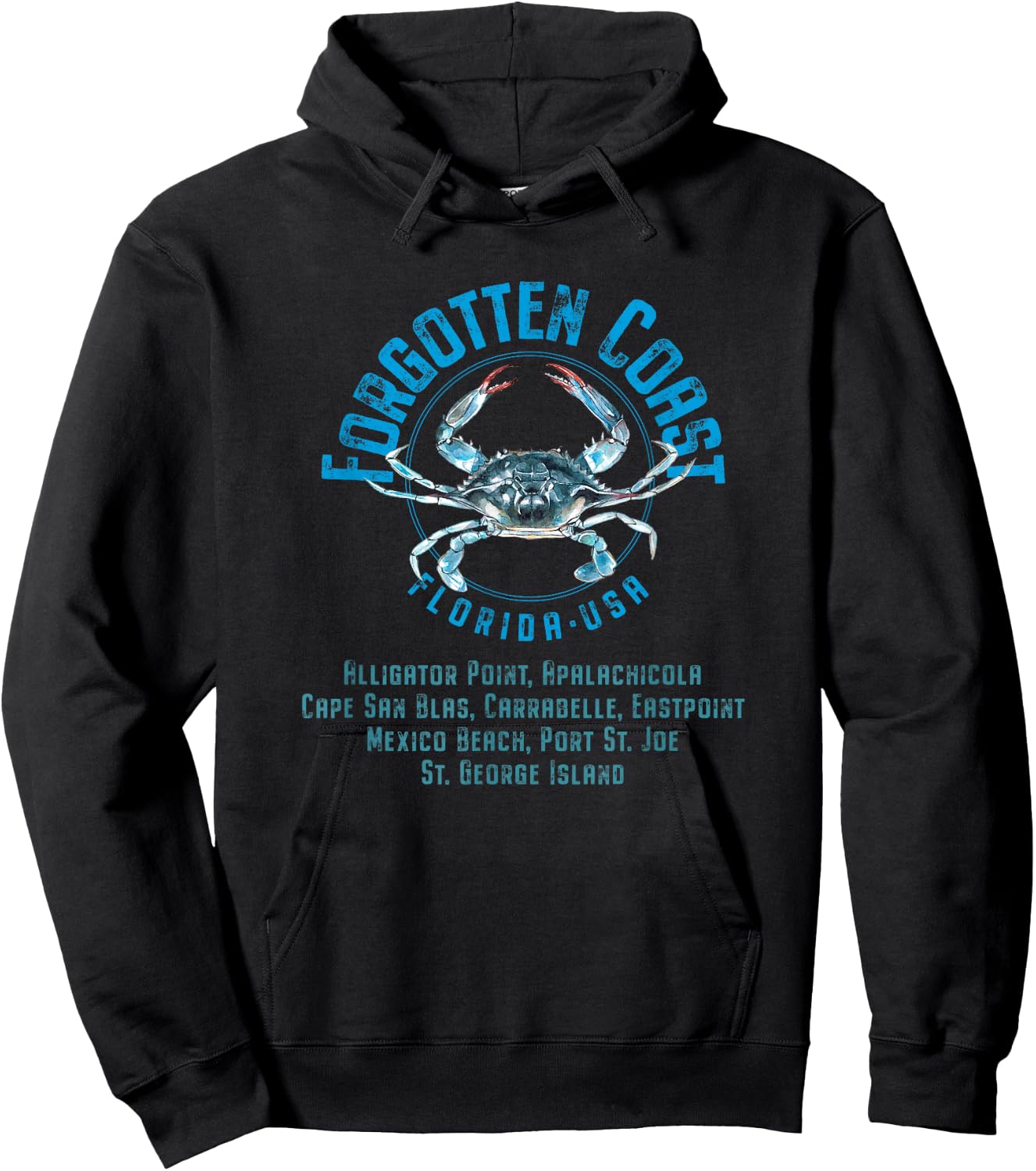 Forgotten Coast Florida Blue Crab Design Hoodie - Hoodie | Black