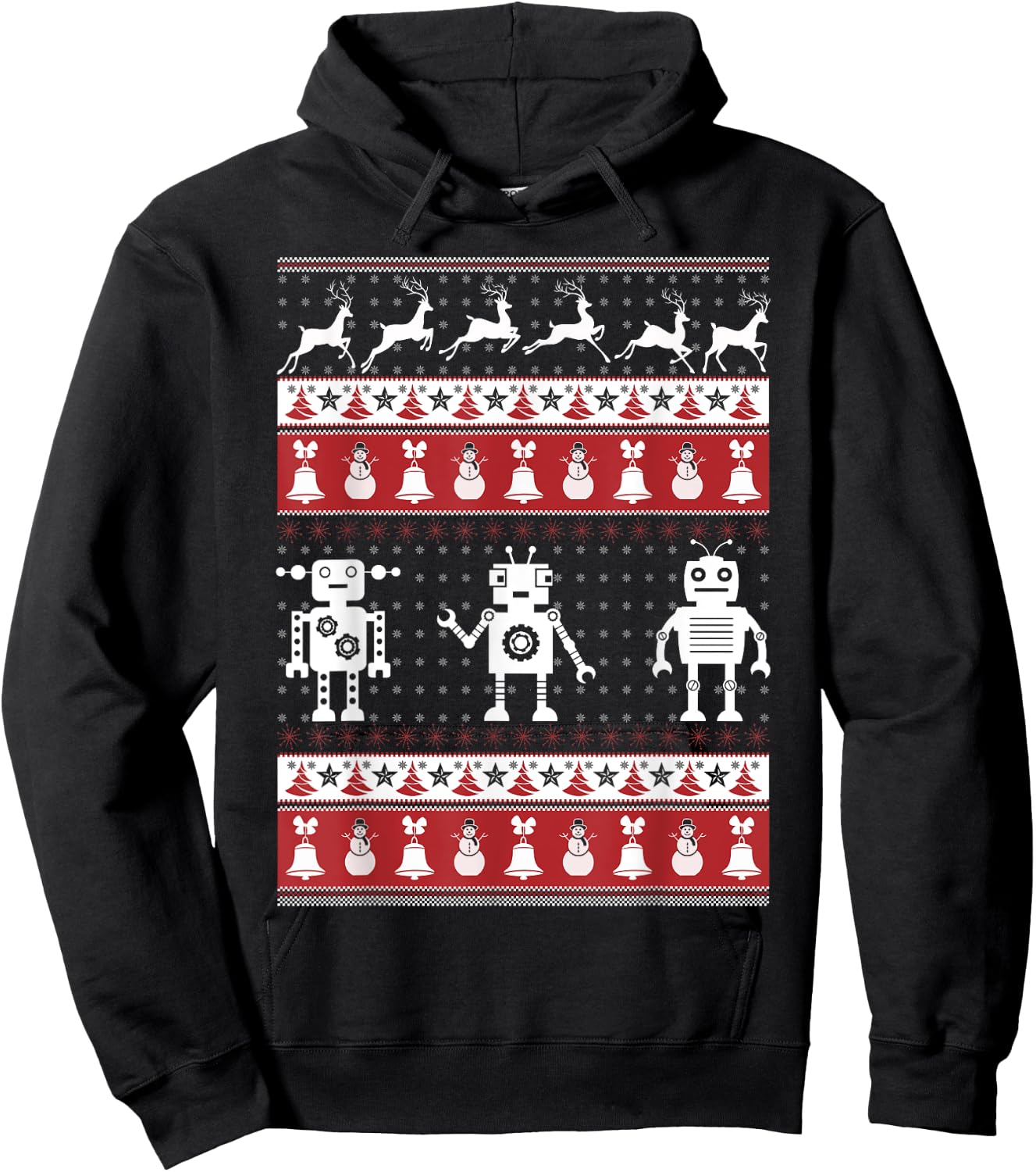 Robots Ugly Christmas Sweater Xmas T Shirts Hoodie - Hoodie | Black