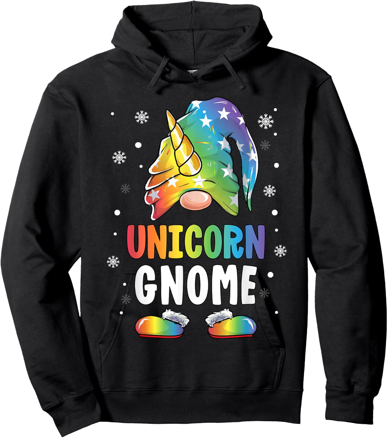 Gnome Unicorn Shirt Family Matching Group Christmas Girls Hoodie - Hoodie | Black