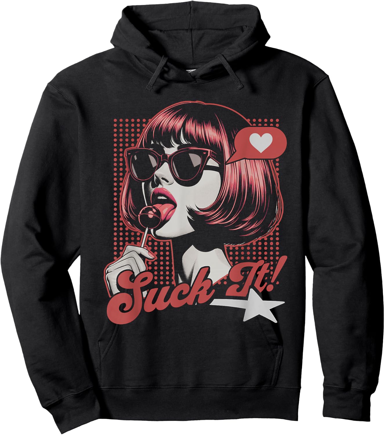 Funny Retro Pop Art Graphic Novelty Hoodie - Hoodie | Black