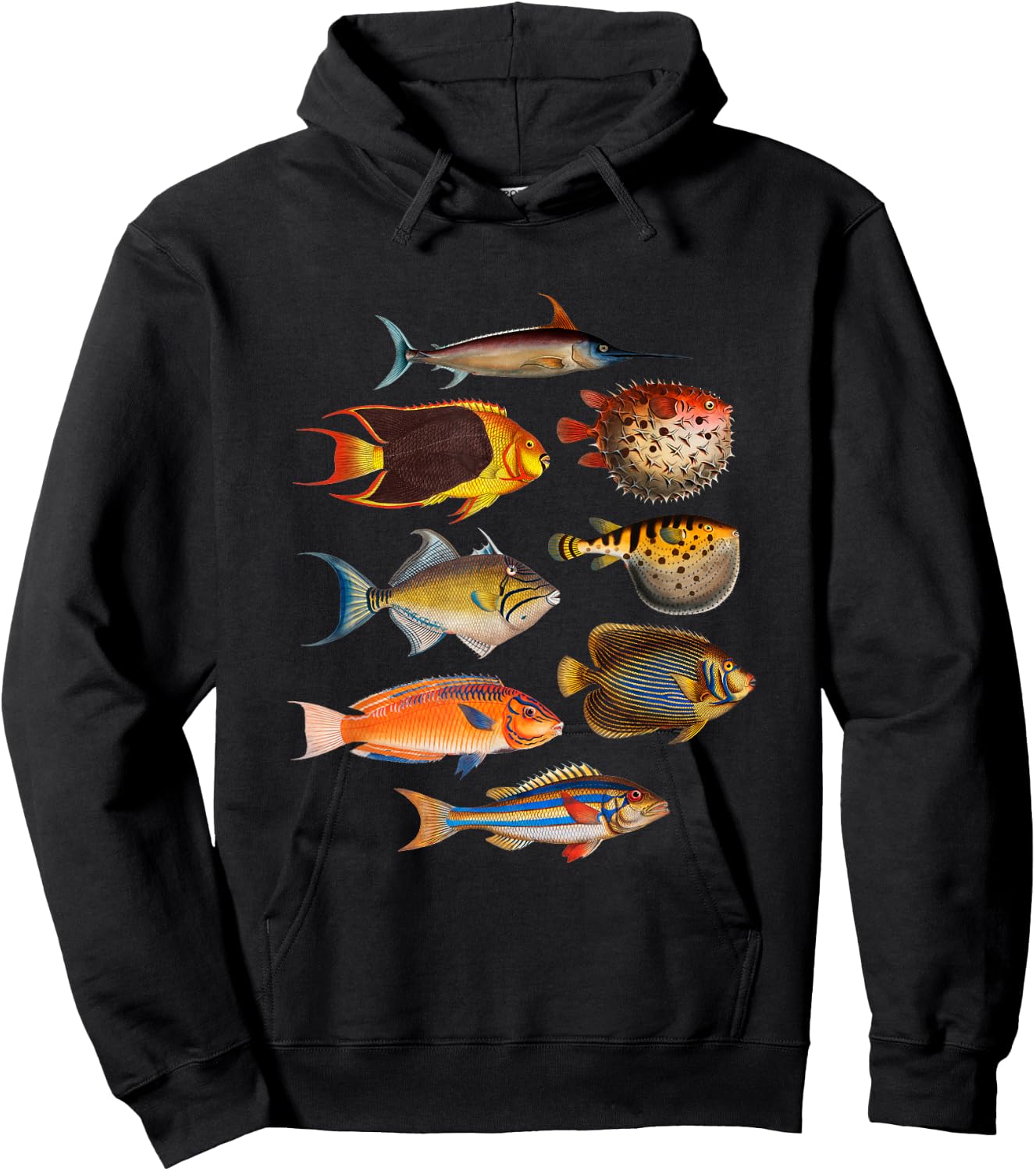 Ichthyology Fishes History Earth And Nature Sea Antique Art Hoodie - Hoodie | Black
