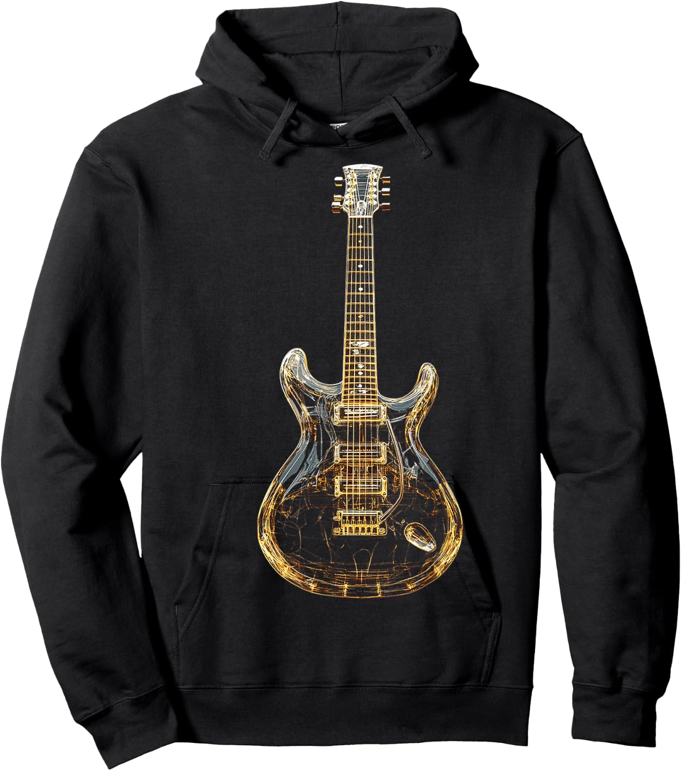 Guitar Musical Instrument Pattern Illustration Guitar , Black, S Hoodie - Hoodie | Black