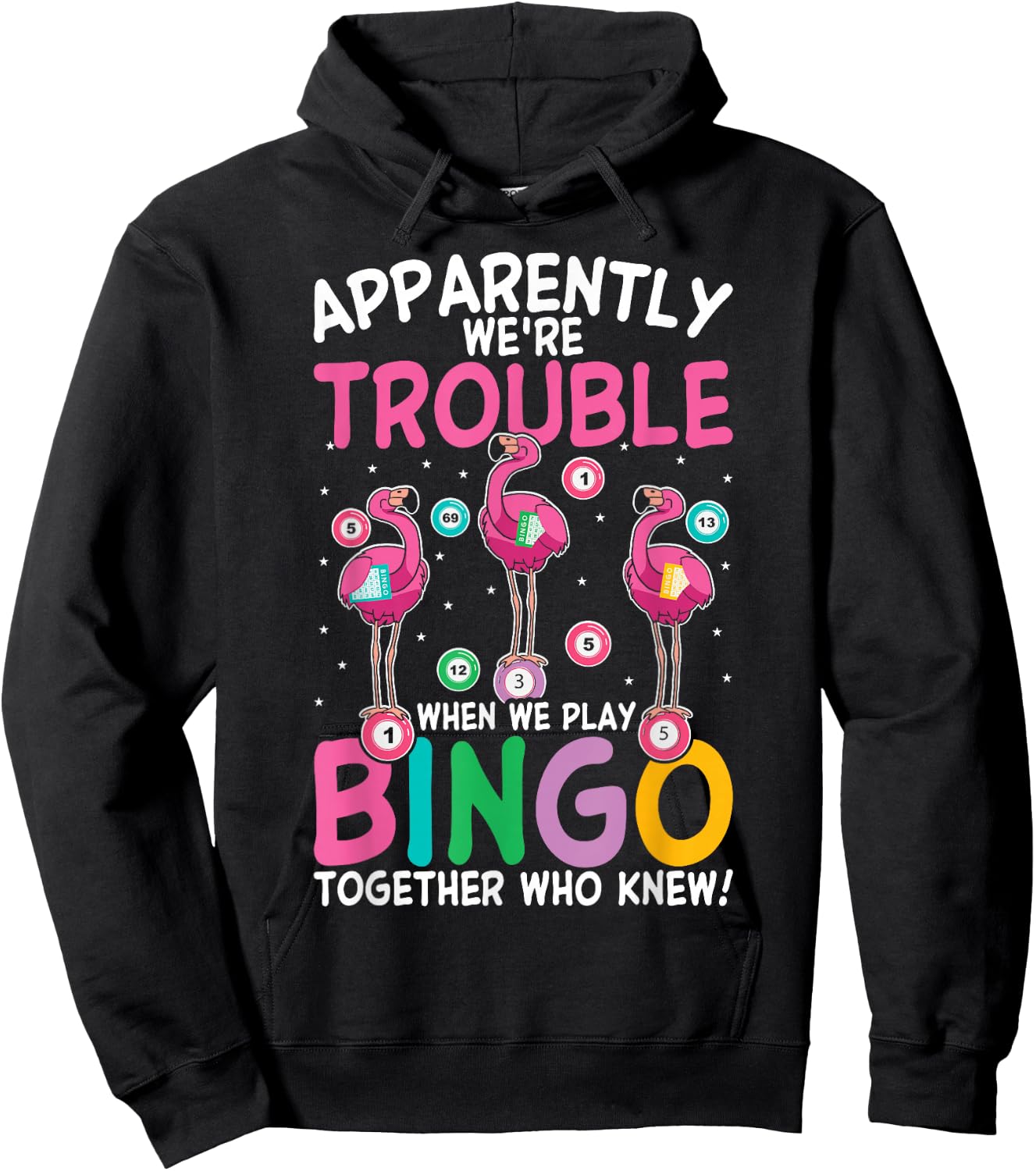 Funny Bingo Flamingo Funny Girls Night Bingo Sisters Hoodie - Hoodie | Black