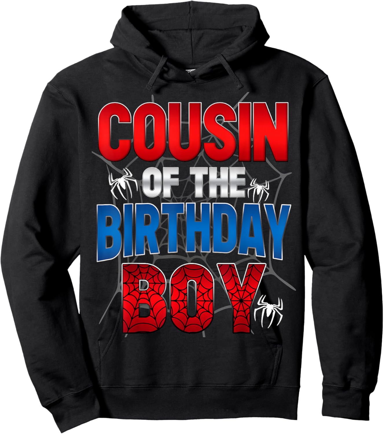 Cousin Of The Birthday Boy Shirt Matching Family Spider Web Hoodie - Hoodie | Black