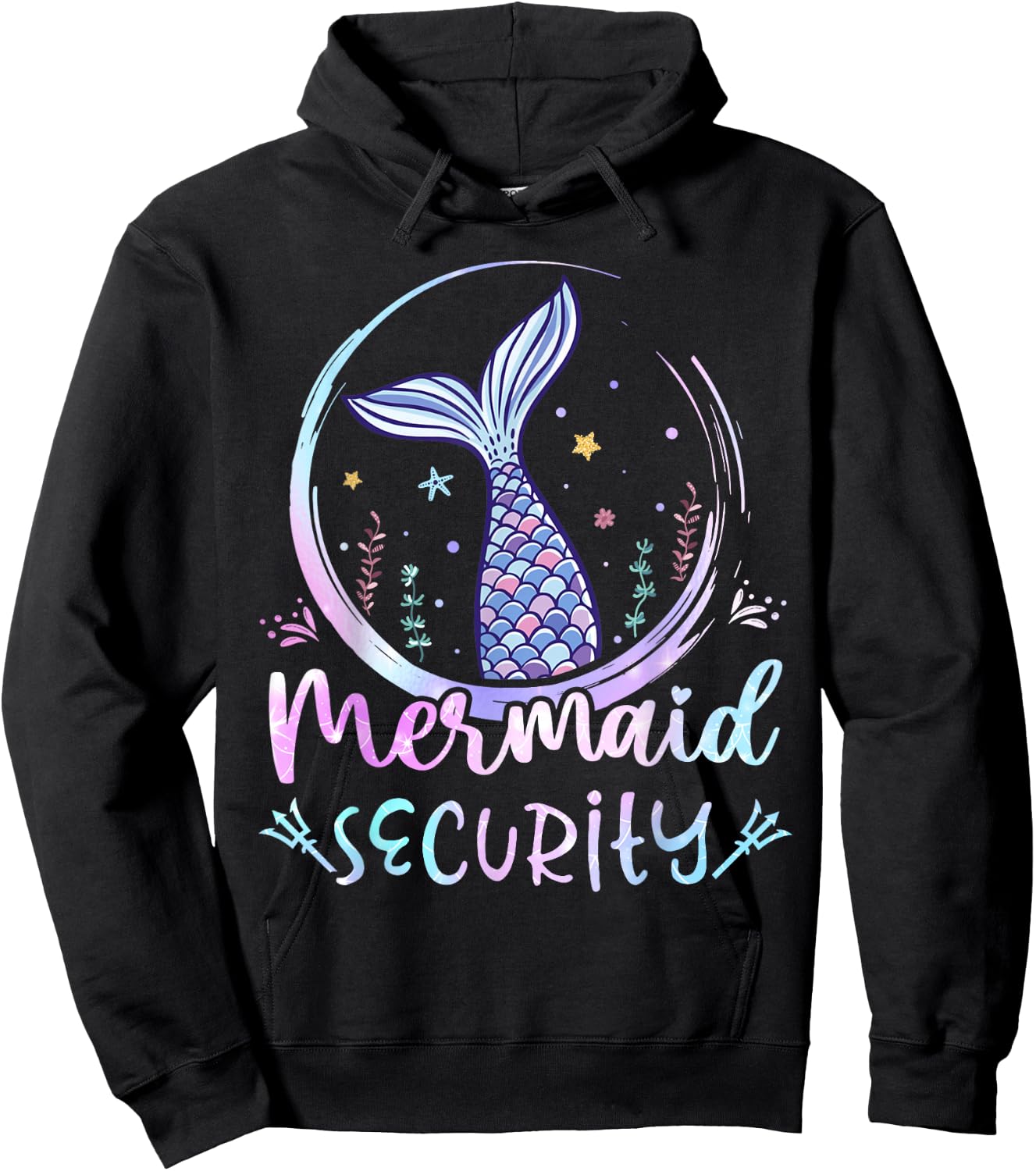 Mermaid Security Birthday Mermaid Girl Beach Mermaid Tail Hoodie - Hoodie | Black