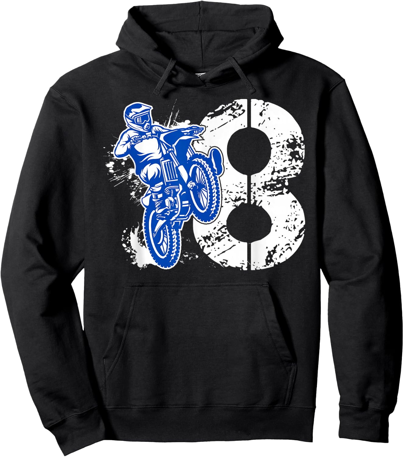 8th Birthday Party Dirt Bike Boy 8 Year Old Dirt Biker Hoodie - Hoodie | Black