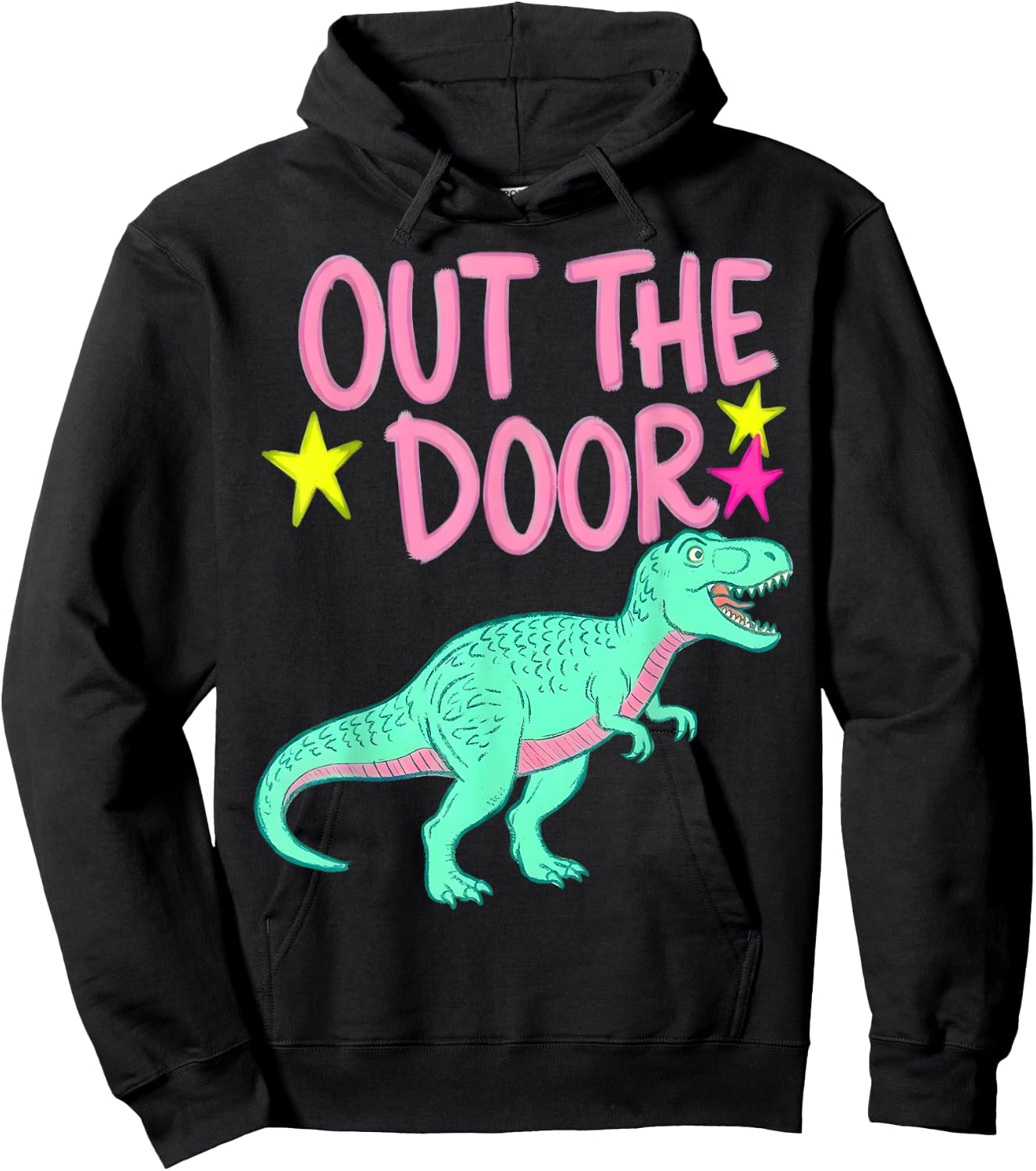 Out The Door Dinosaur Graphic Trendy Summer Gifts Girl Kid Hoodie - Hoodie | Black