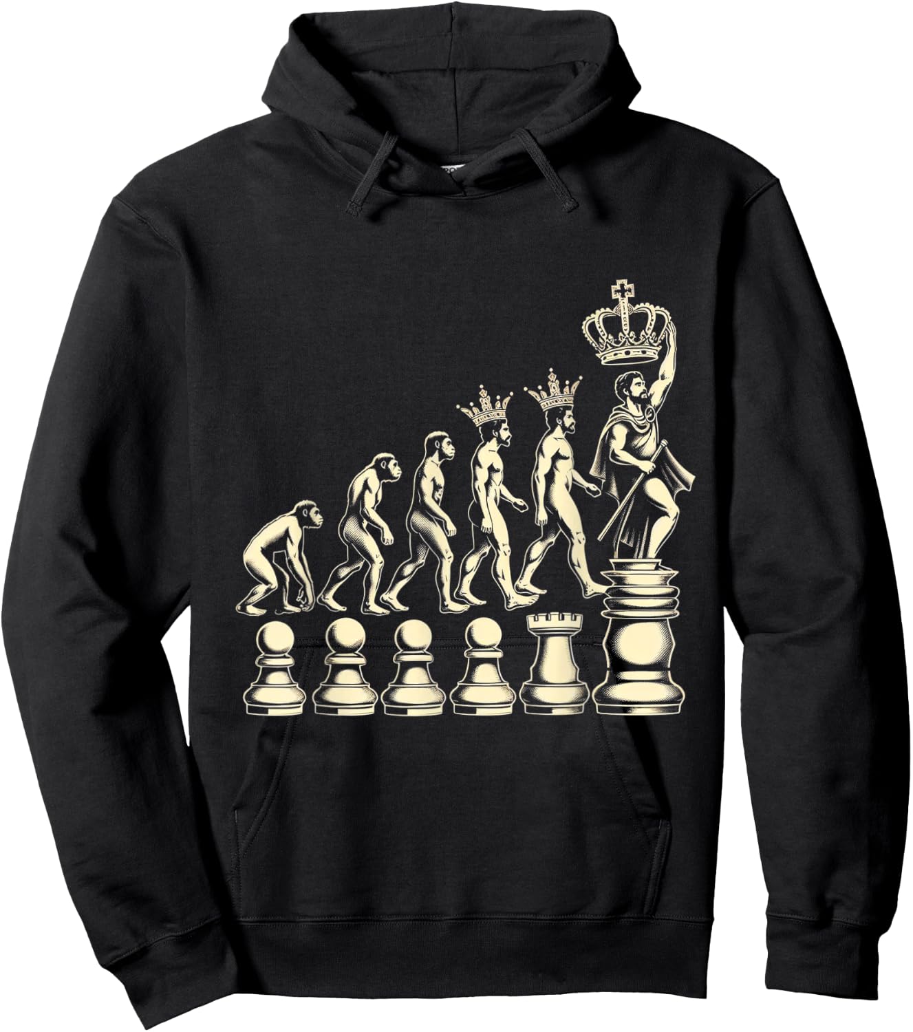 Chess Evolution of Man from Pawn to King Hoodie - Hoodie | Black