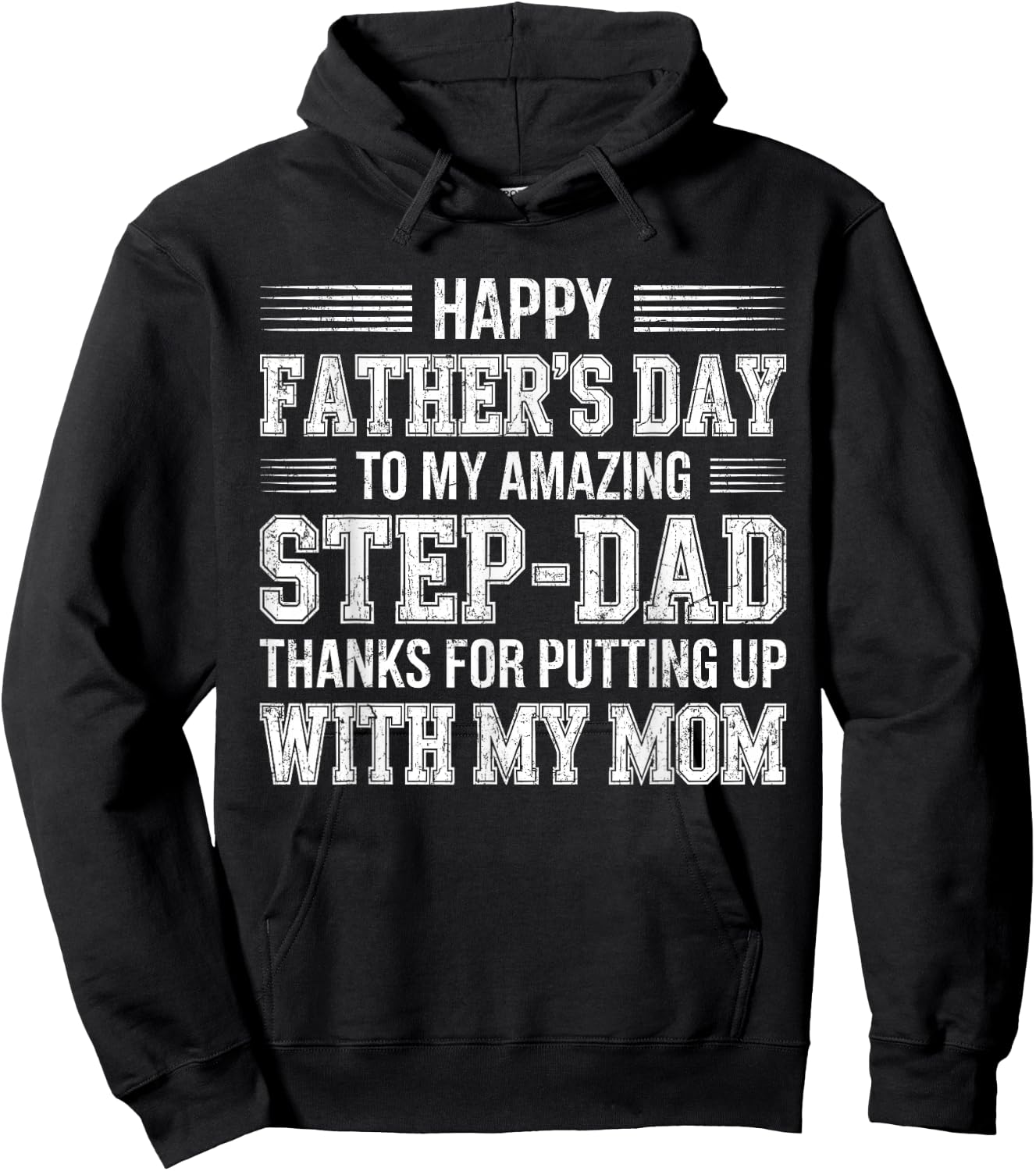 Happy Fathers Day Amazing Step Dad Shirt Funny Men Stepdad Hoodie - Hoodie | Black