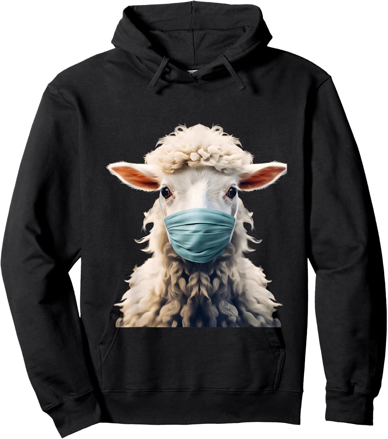 Sheep Wearing a Covid PPE Mask (ver. 2) Hoodie - Hoodie | Black