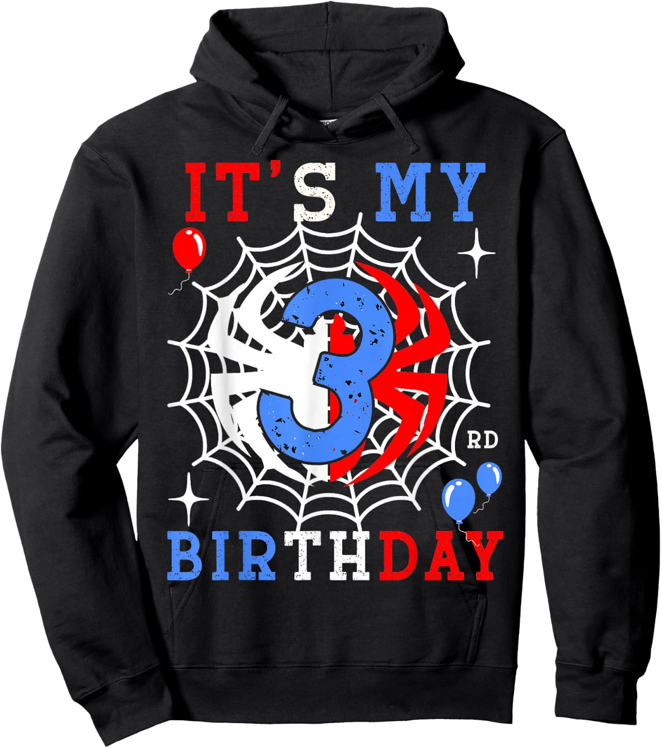 3rd Birthday Spider-Theme 3rd Birthday Spider Web Kids Boys Hoodie - Hoodie | Black