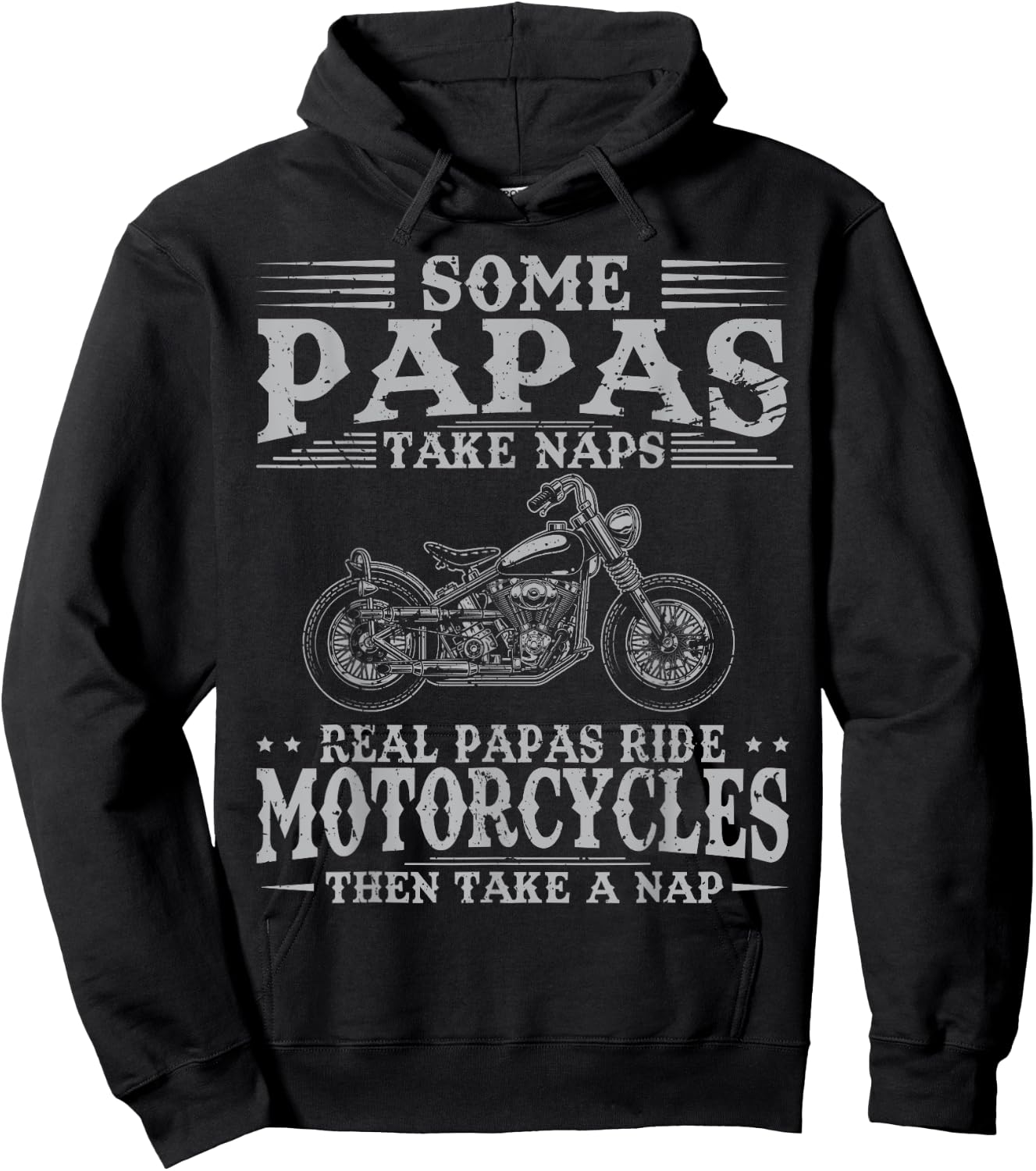 Real Papas Ride Motorcycles Then Take Naps Funny Biker Rider Hoodie - Hoodie | Black